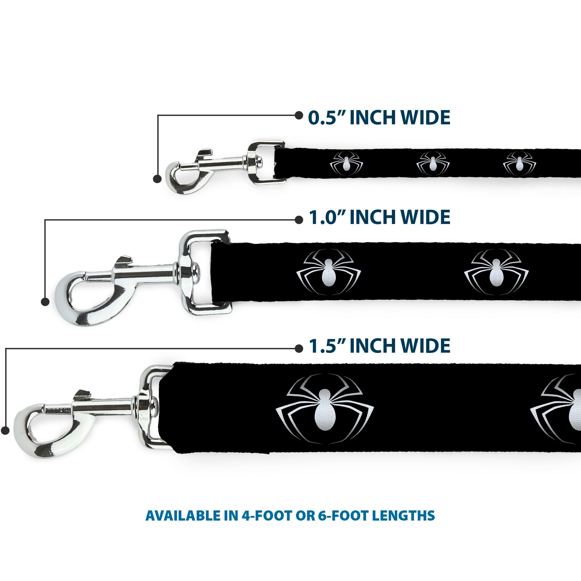 Dog Leash - Spider Logo3 Black/White