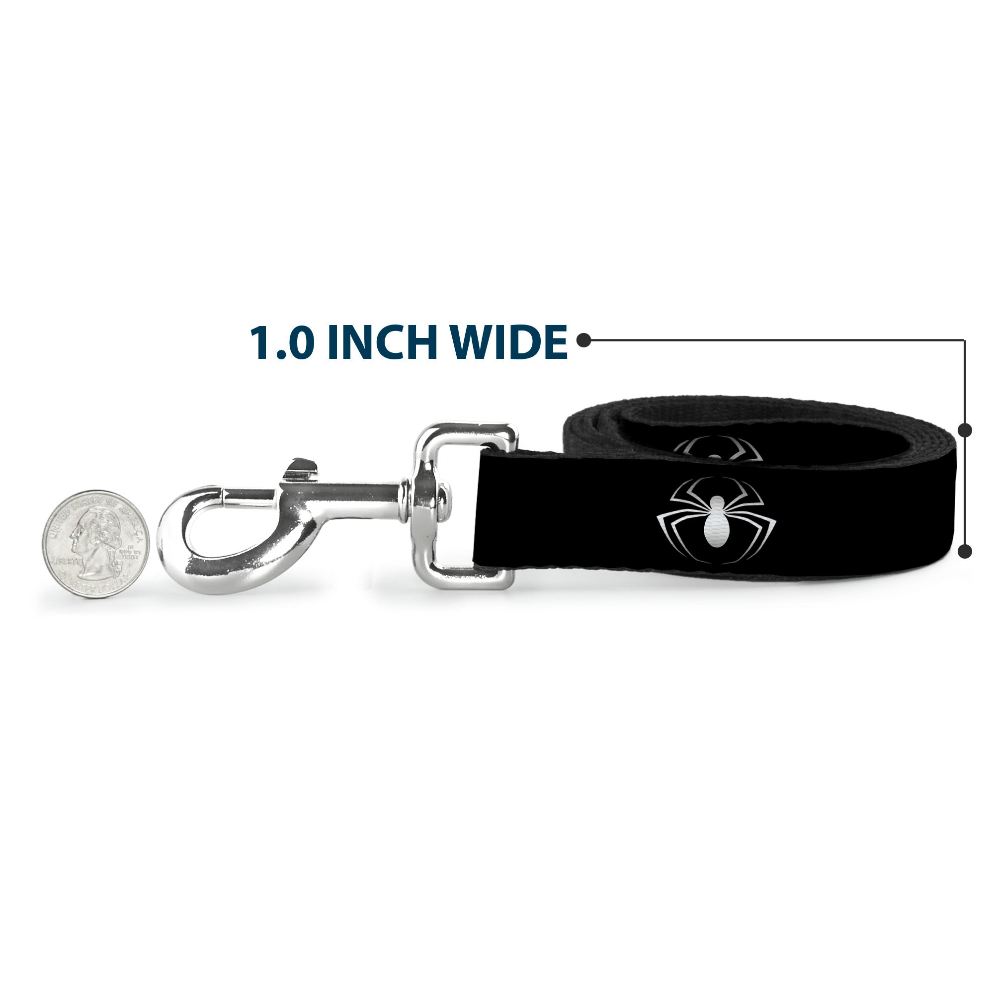 Dog Leash - Spider Logo3 Black/White