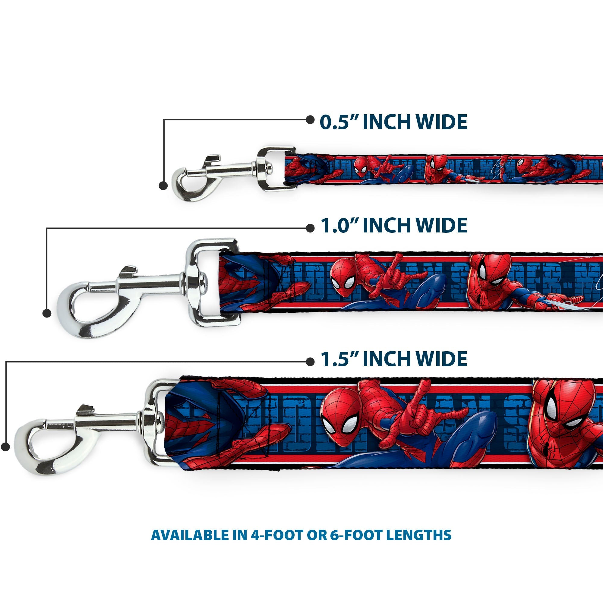 Dog Leash - SPIDER-MAN 3-Action Poses/Bricks/Stripe Blues/Red/White
