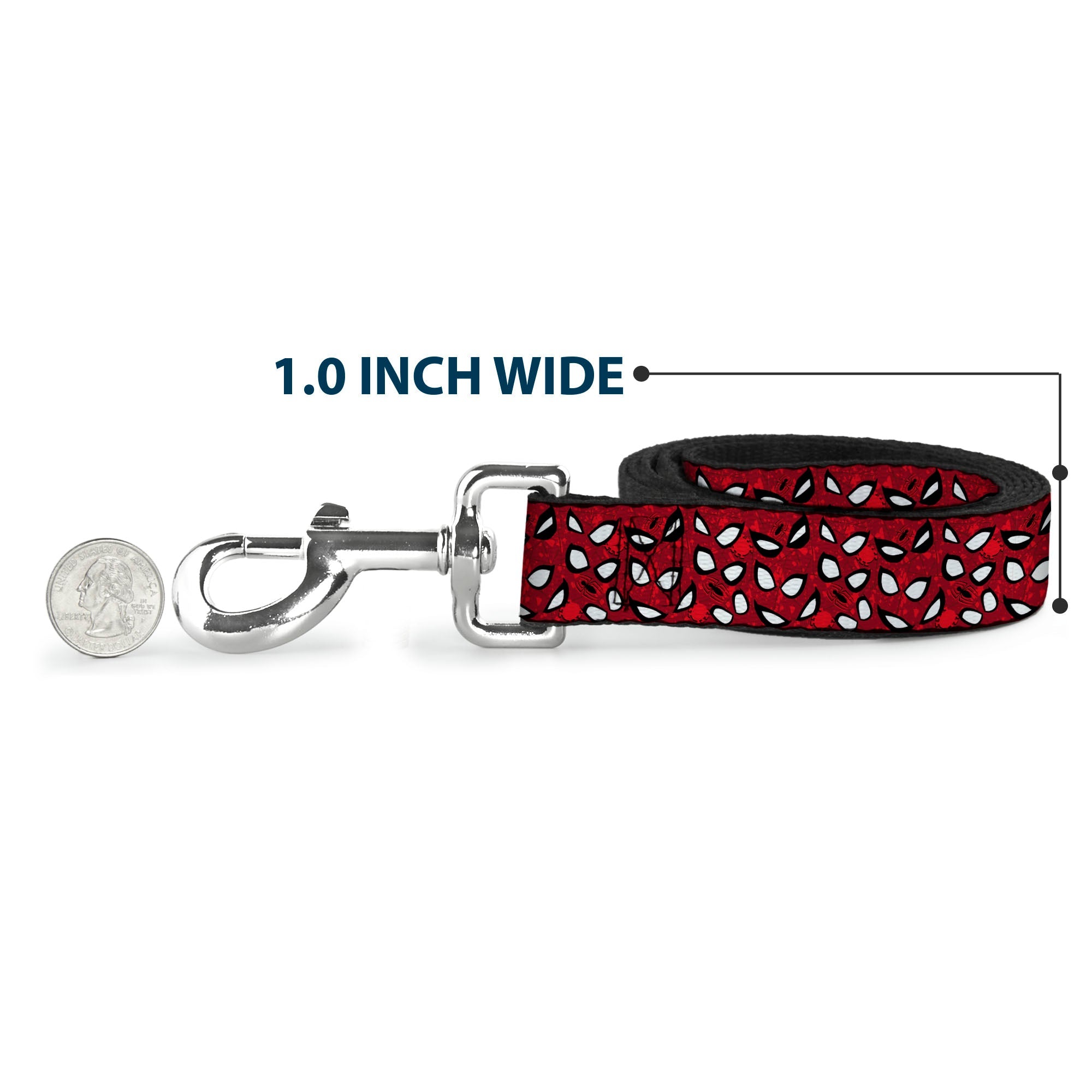Dog Leash - Spider-Man Eyes/Spiders Scattered Reds/Black/White