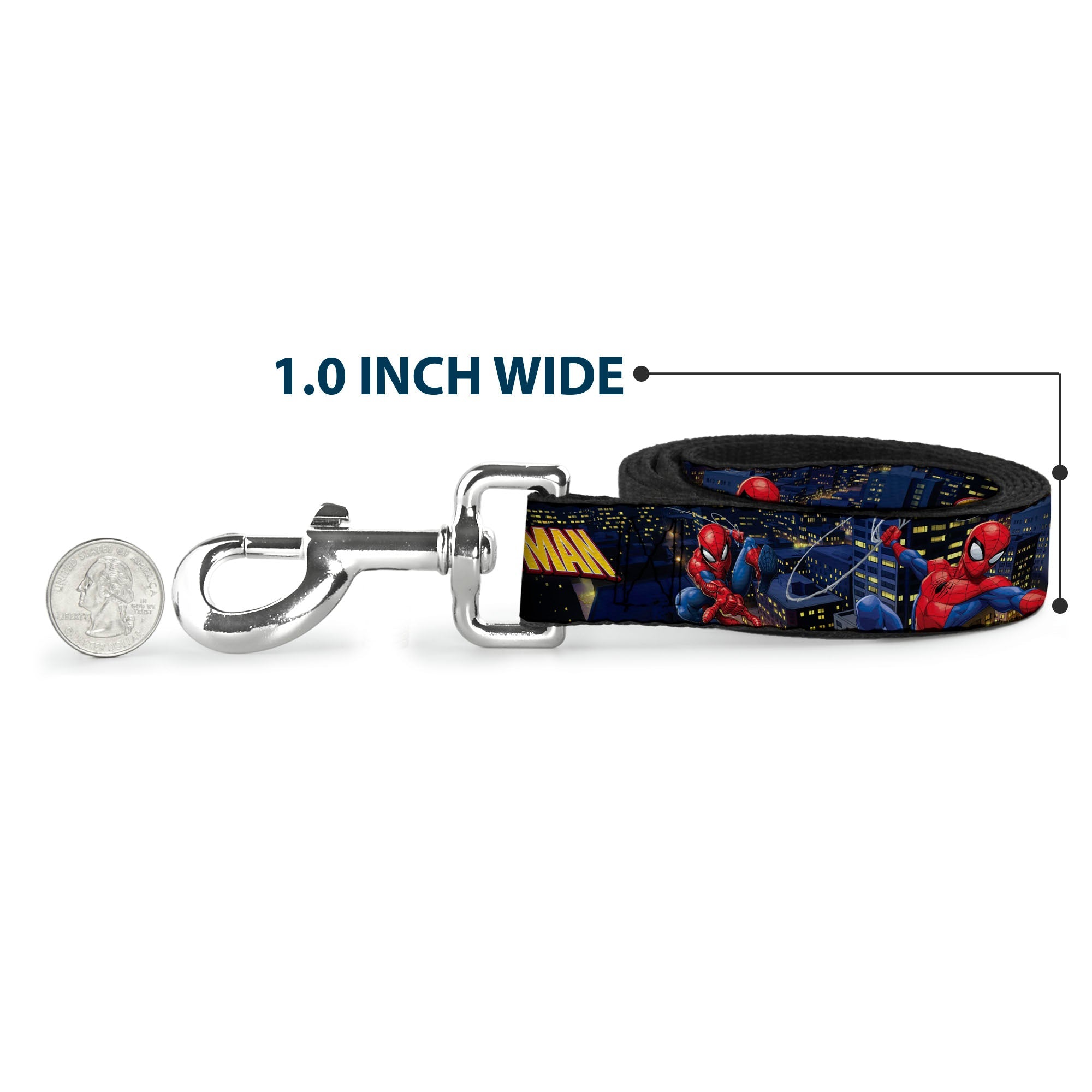 Dog Leash - SPIDER-MAN Title Logo and Action Skyline Poses