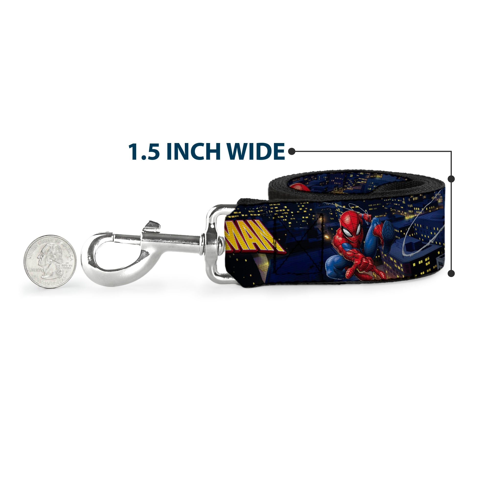 Dog Leash - SPIDER-MAN Title Logo and Action Skyline Poses