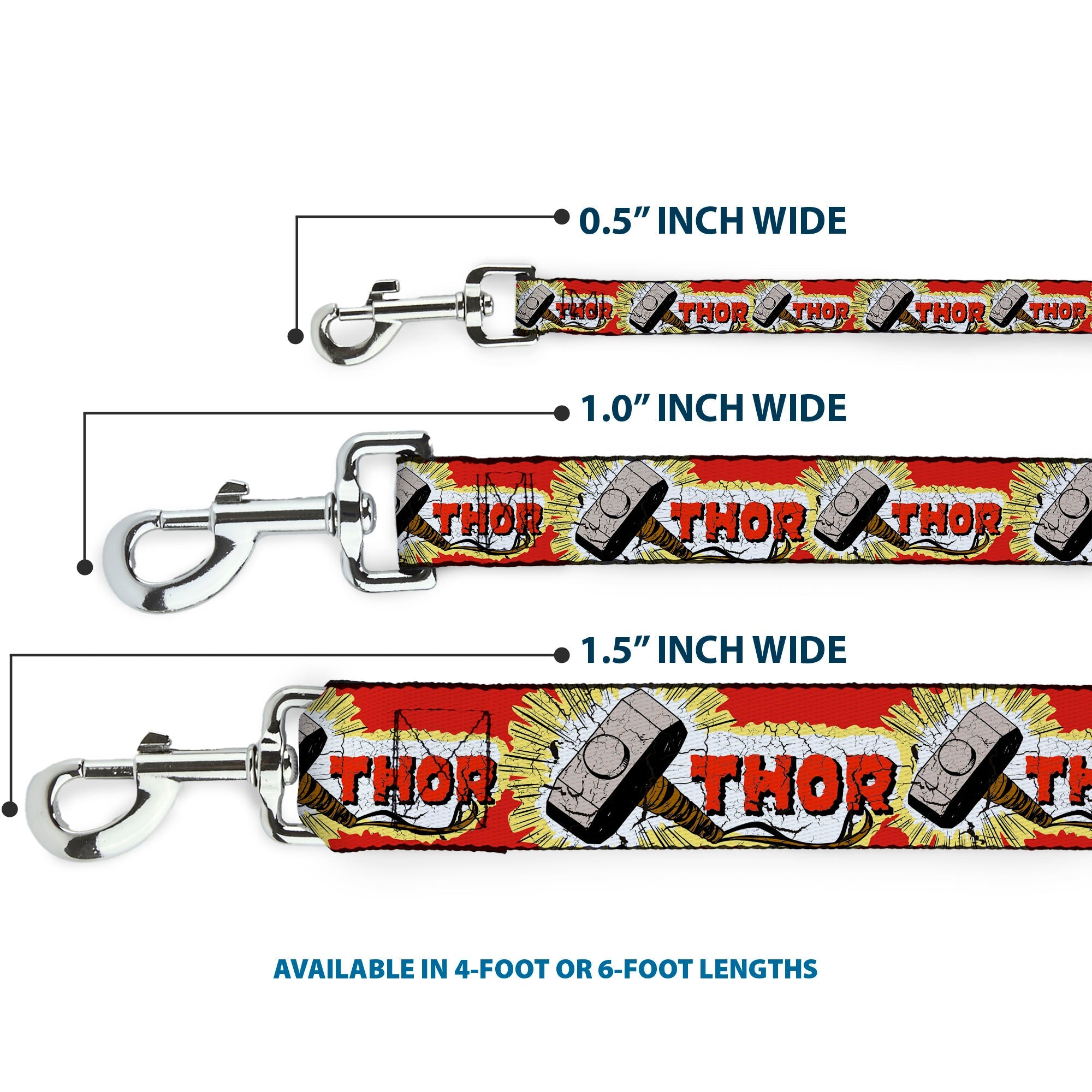Dog Leash - THOR & Hammer Red/Yellow/White