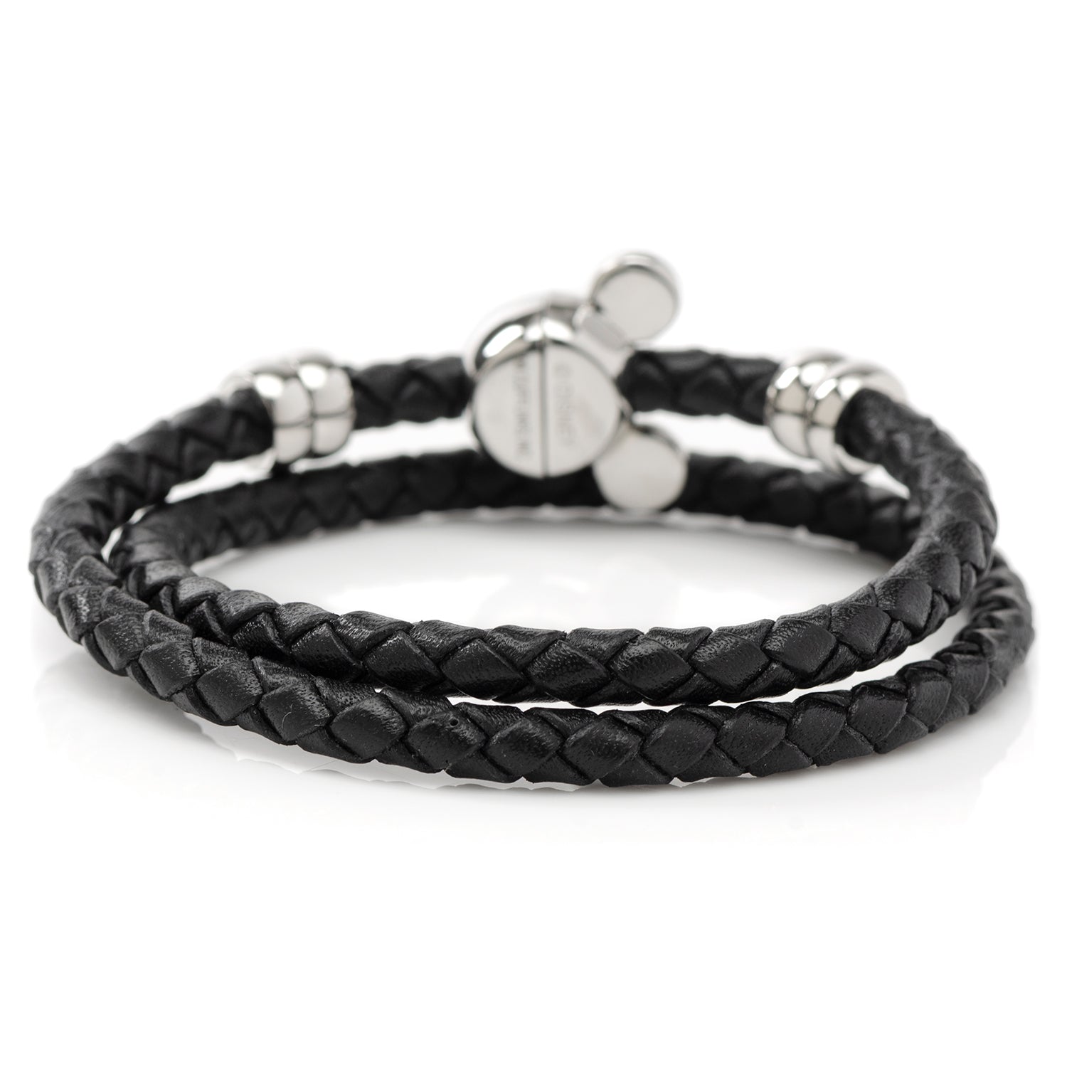 Disney Mickey Silhouette Black Double Wrapped Leather Bracelet
