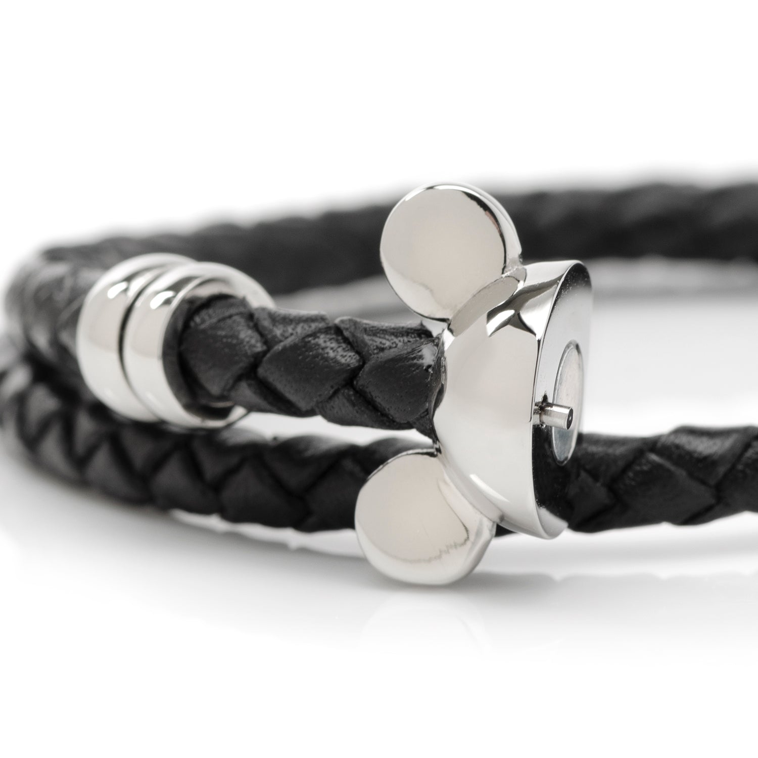 Disney Mickey Silhouette Black Double Wrapped Leather Bracelet
