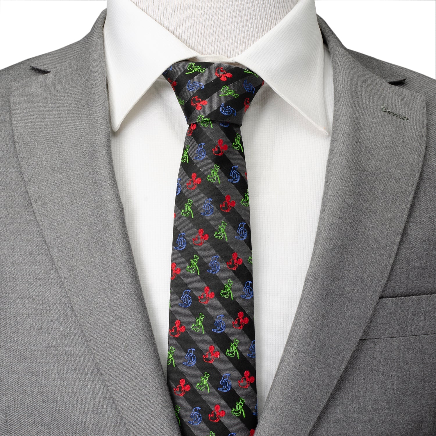 Disney Mickey and Friends Multi Black Stripe Men's Tie