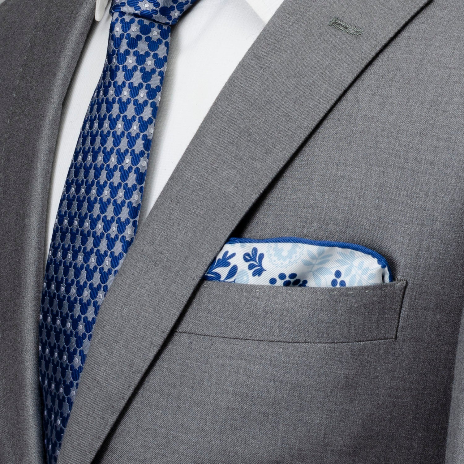 Disney Mickey Mouse Floral White Pocket Square