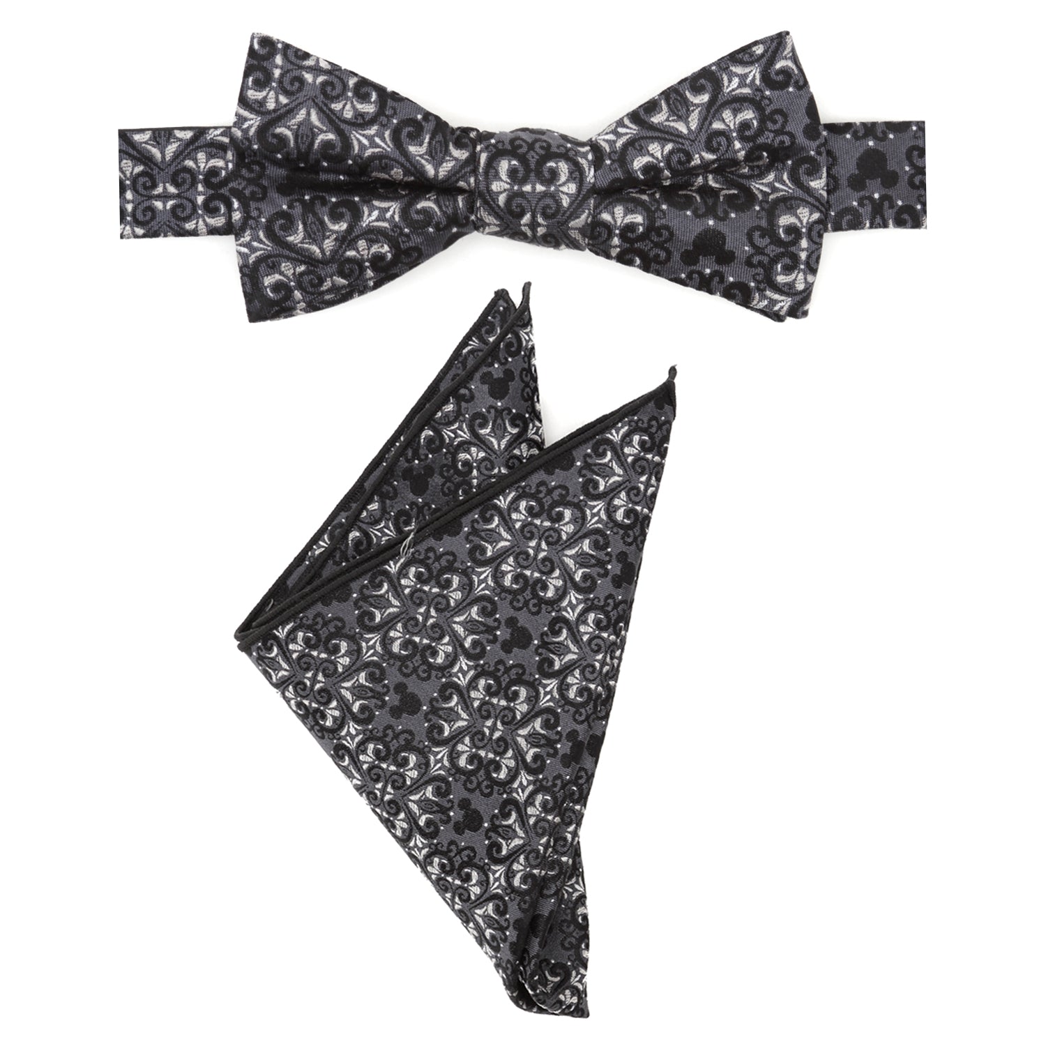 Disney Mickey Mouse Damask Pocket Square and Bow Tie Gift Set
