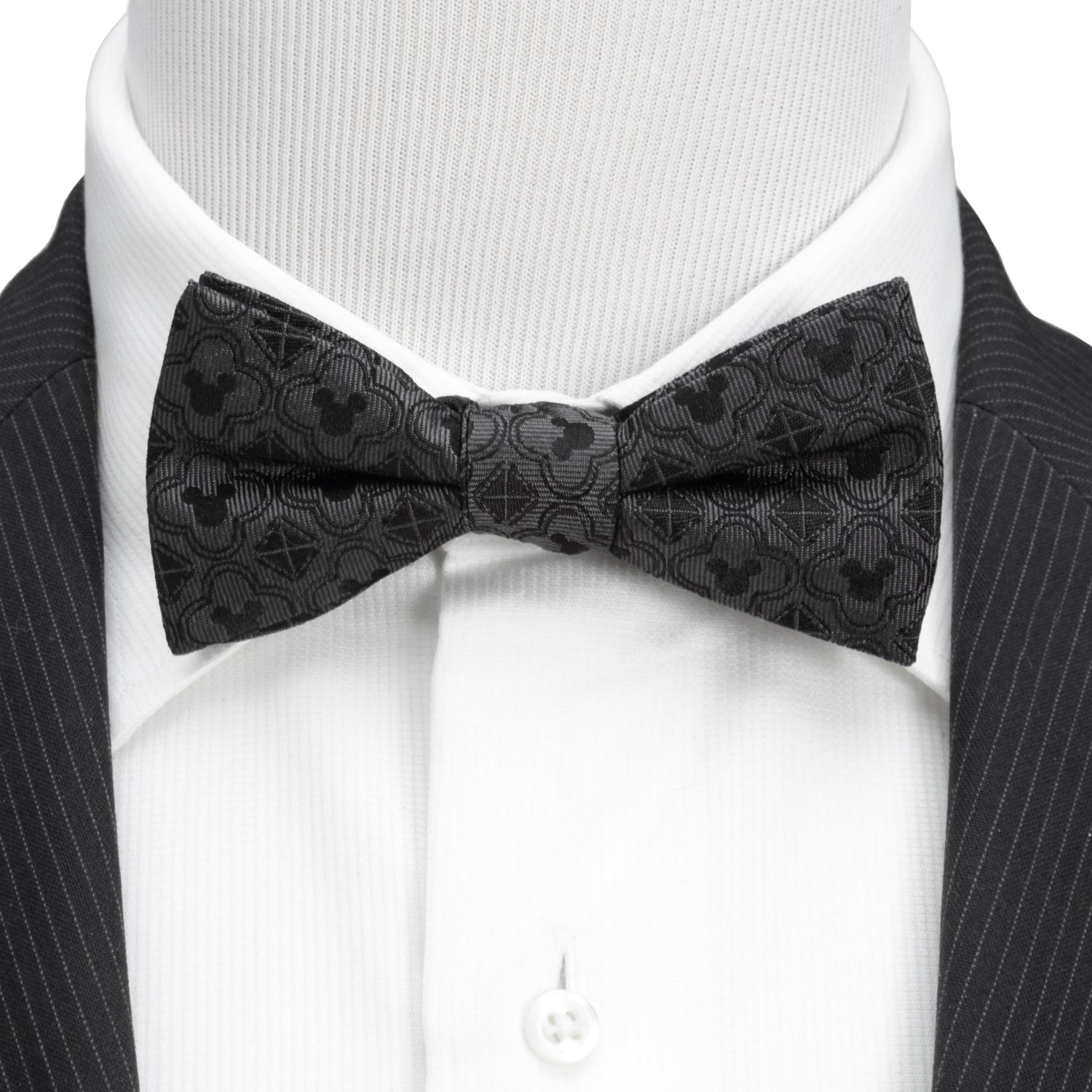 Disney Mickey Mouse Pattern Black Bow Tie