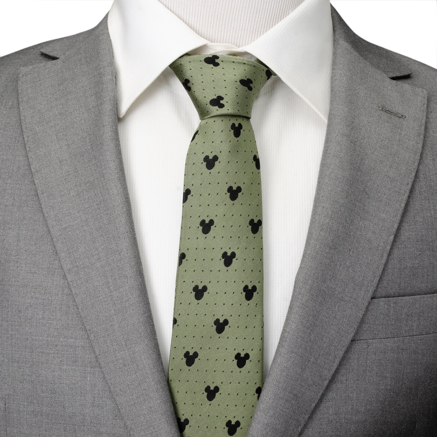 Disney Mickey Mouse Silhouette Dot Green Men's Tie