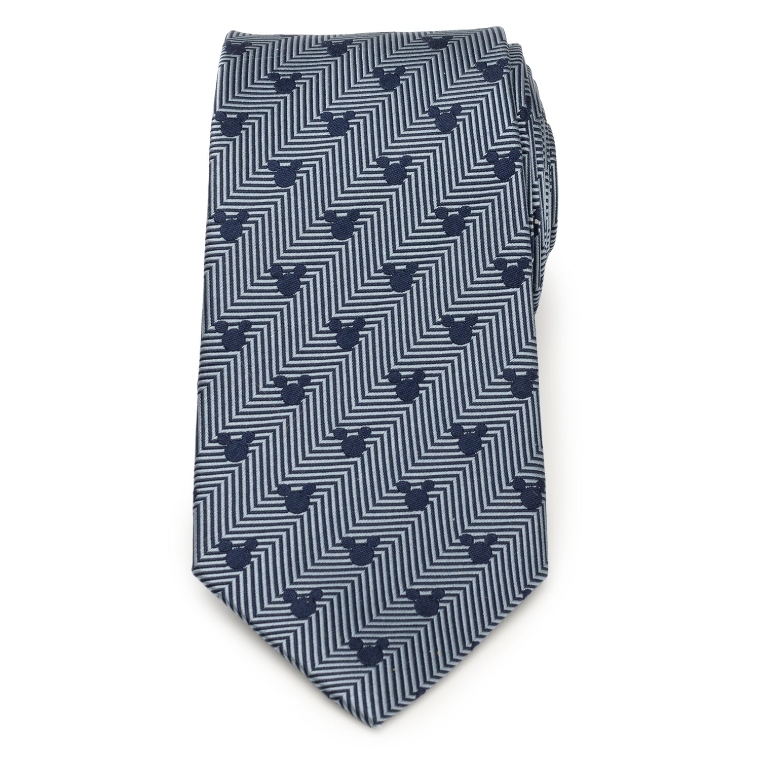 Disney Mickey Mouse Silhouette Blue Herringbone Men's Tie