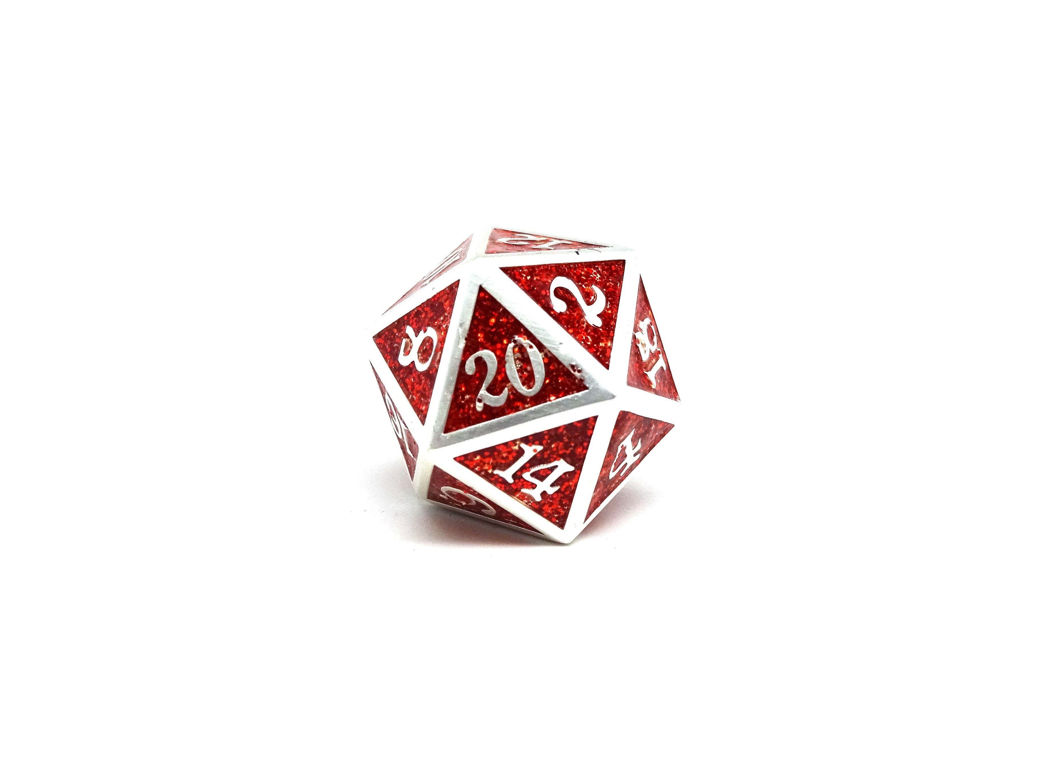 Heroic Dice of Metallic Luster - Red with Silver Font