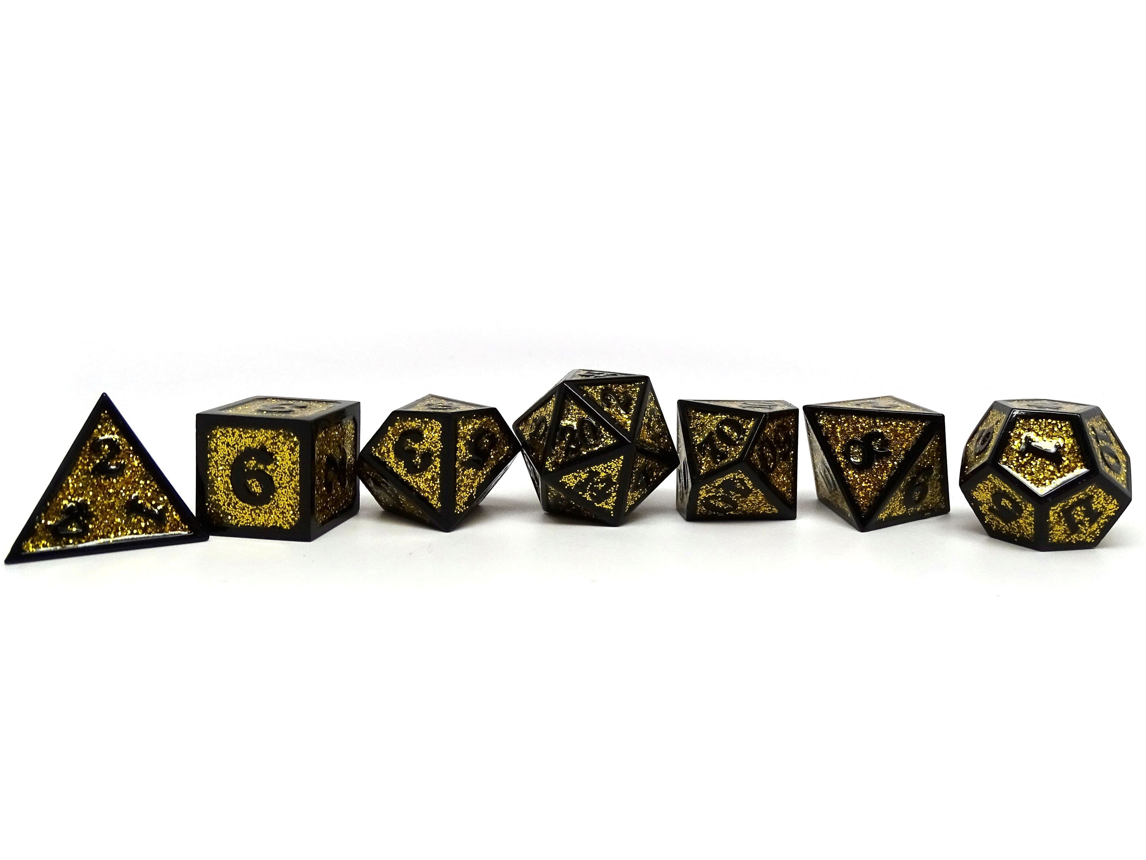 Heroic Dice of Metallic Luster - Yellow with Black Font