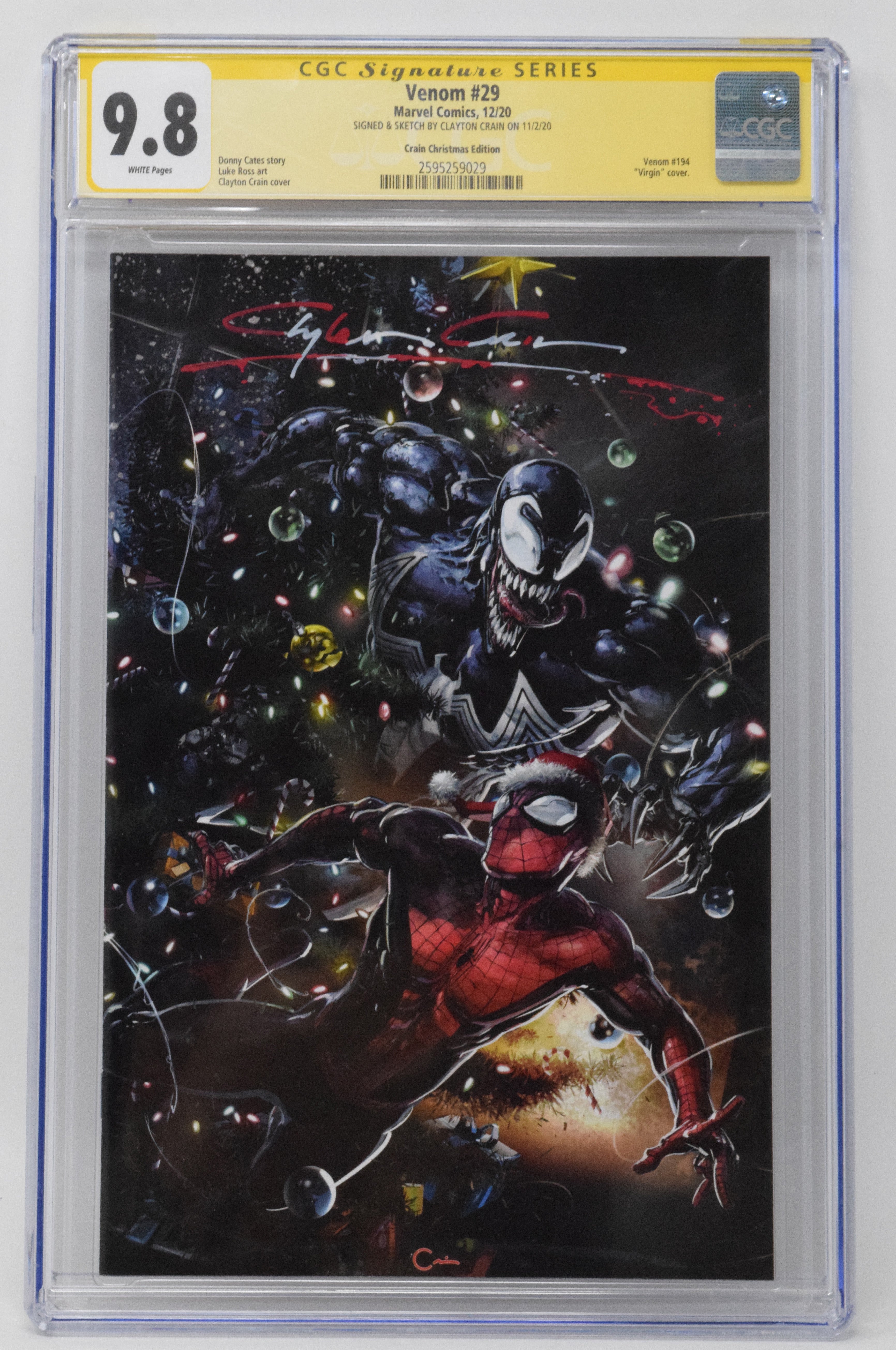 Venom 29 Marvel CGC SS 9.8 Clayton Crain Signed Murder Christmas Candy Cane