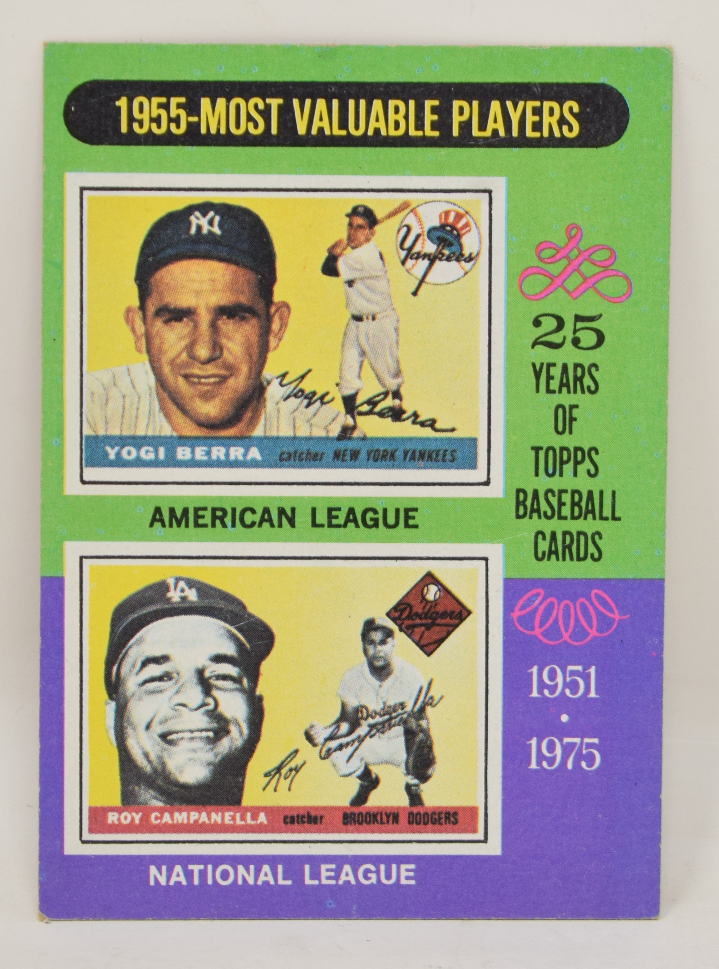 Yogi Berra Roy Campanella Baseball Card Topps 1975 Most Valuable Player 193