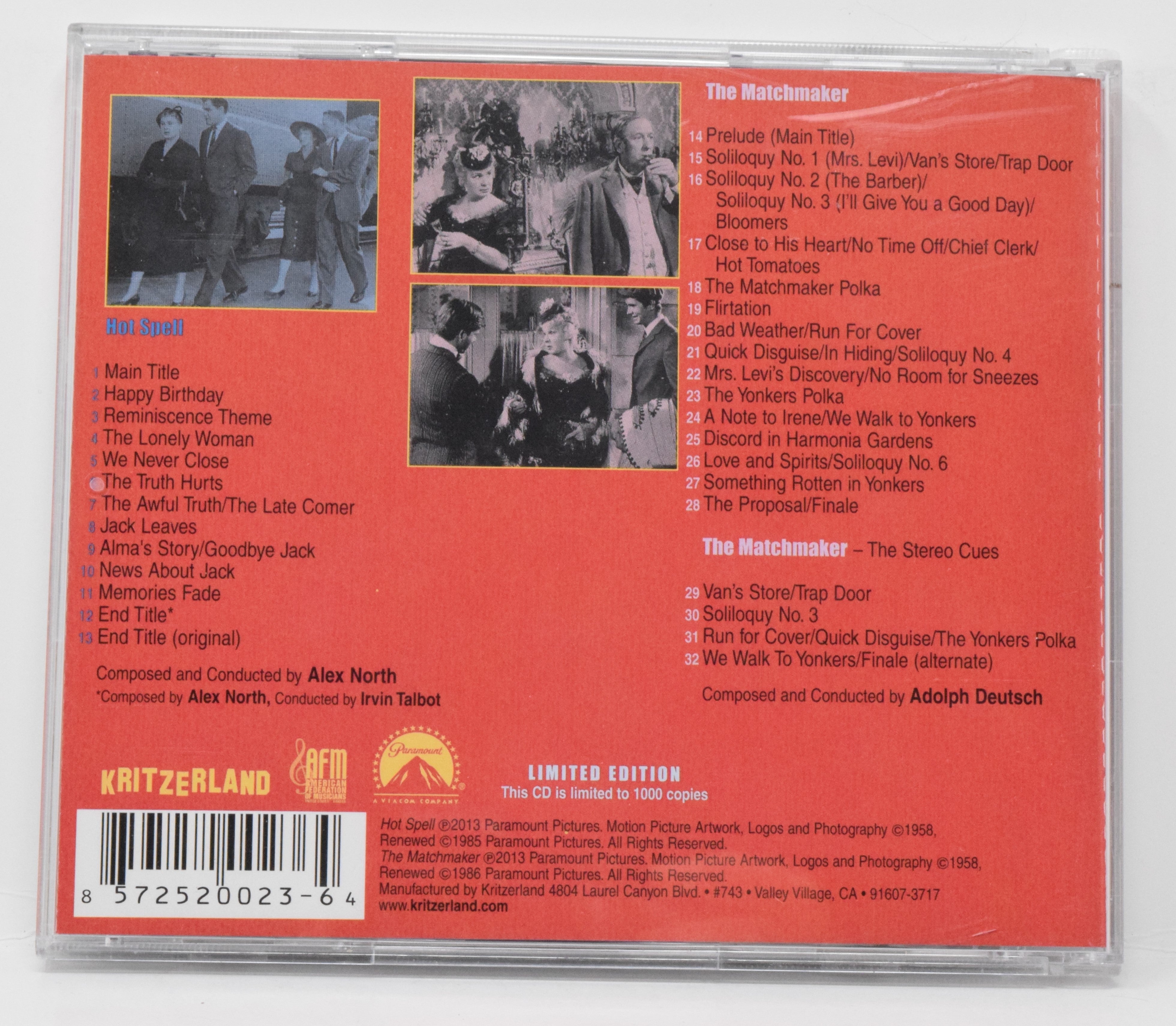 Hot Spell Soundtrack CD Alex North LTD 1000