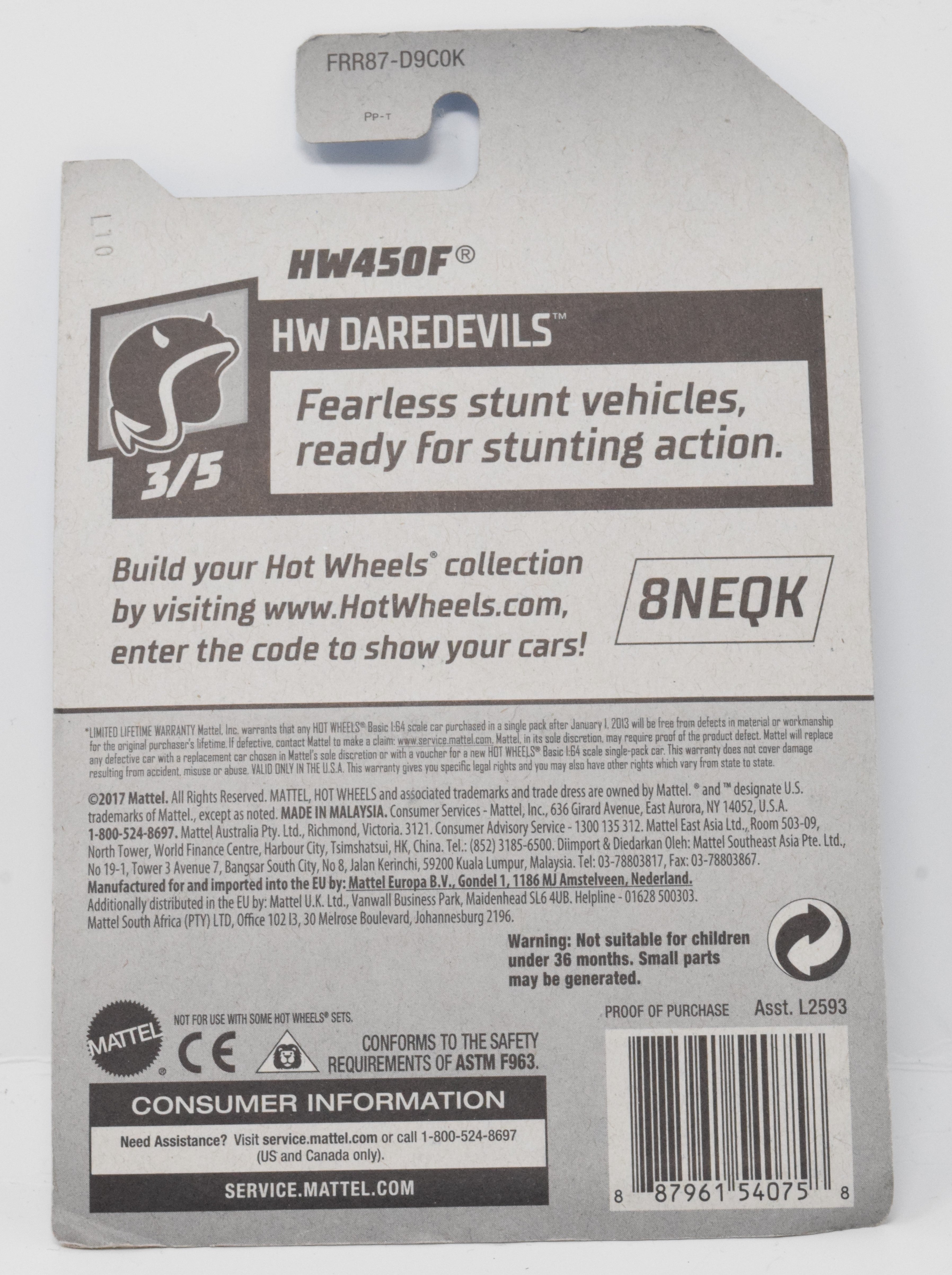 Hot Wheels HW450F HW DareDevils DieCast bike New 3/5