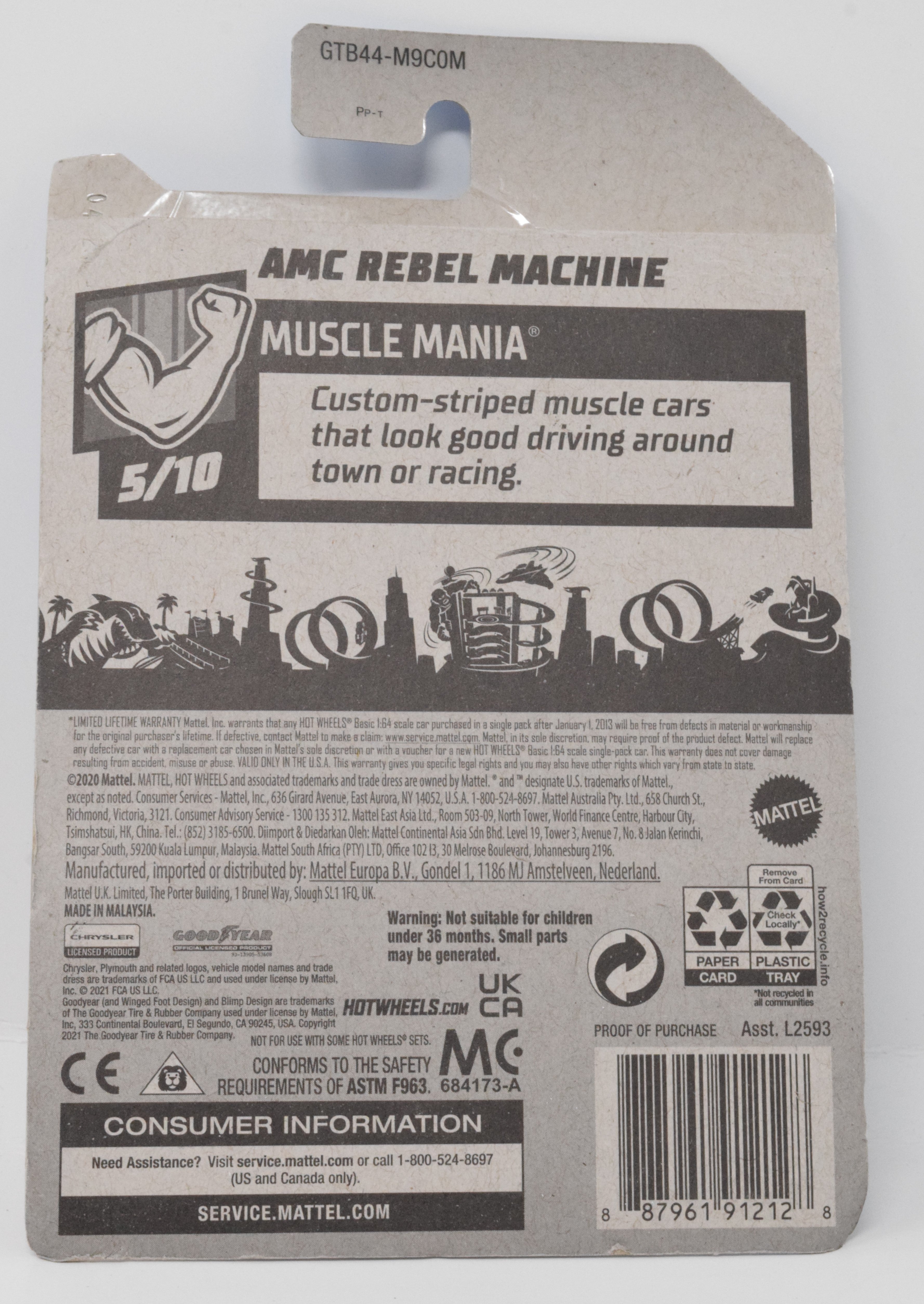 Hot Wheels AMC Rebel Machine Muscle Mania DieCast Car 5/10 219 New