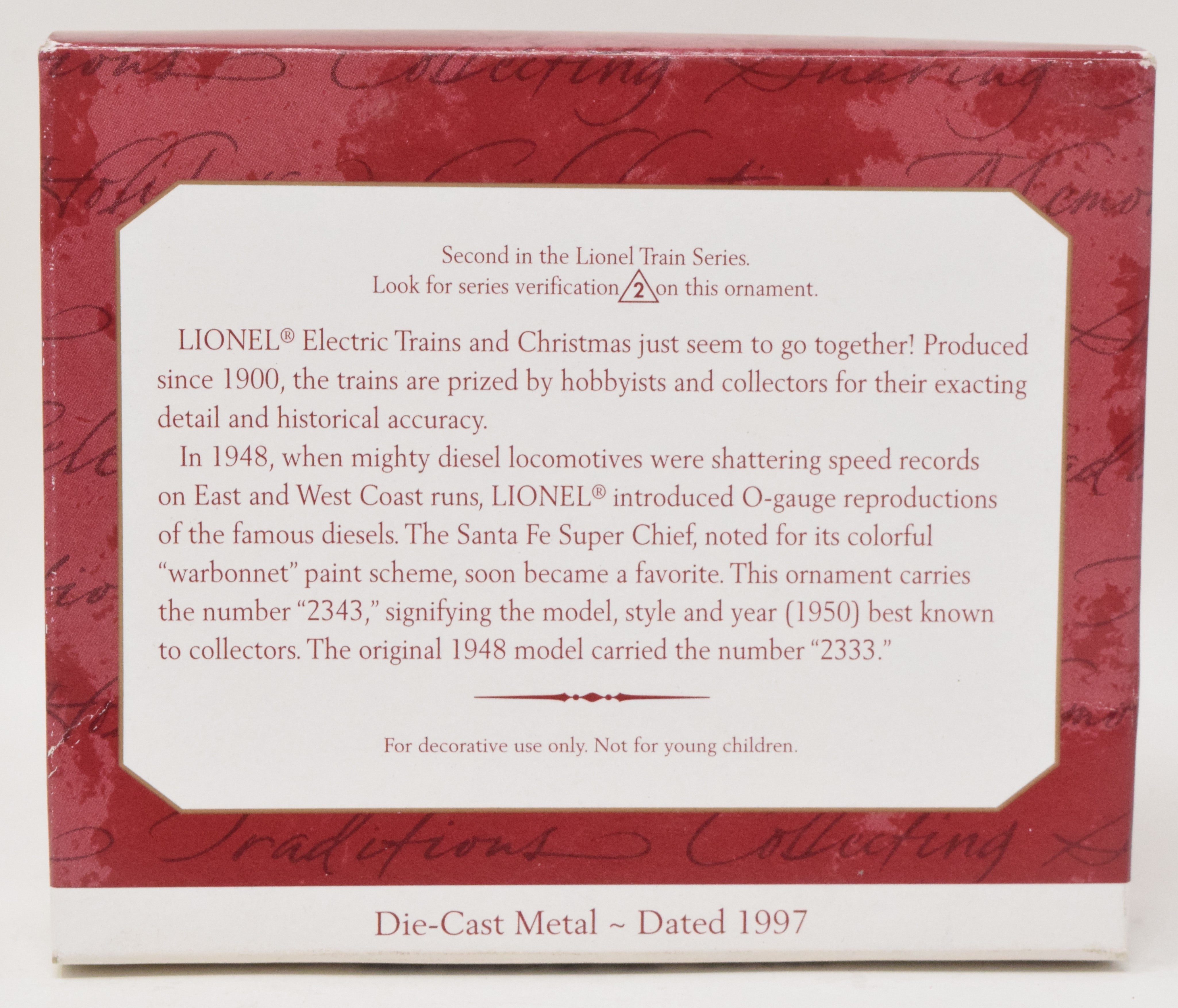 Hallmark Keepsake Lionel 1950 FE F3 Diesel Locomotive Christmas Ornament 1997 NIB