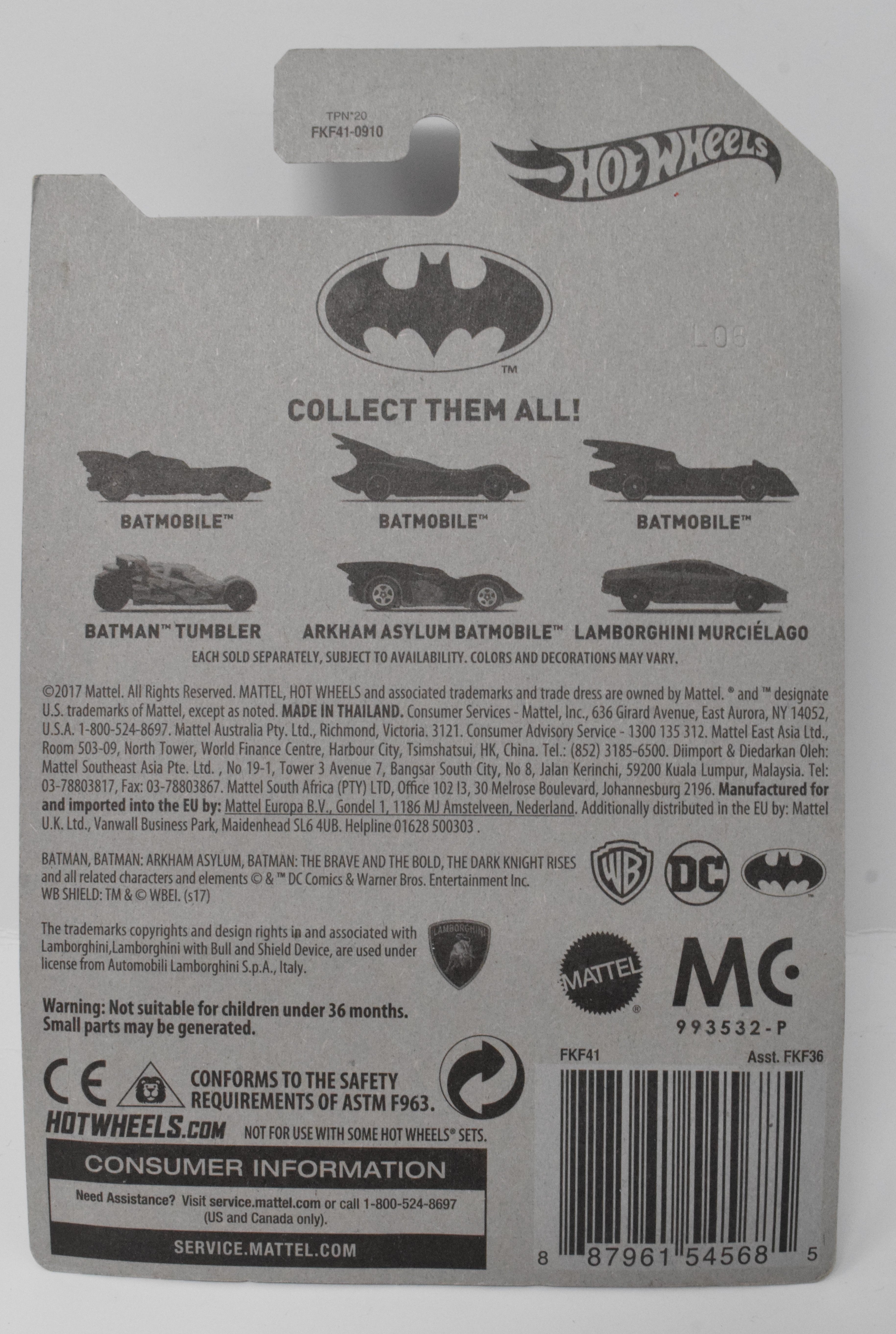 Hot Wheels Arkham Asylum BatMobile Batman DC 5/6 DieCast Car New