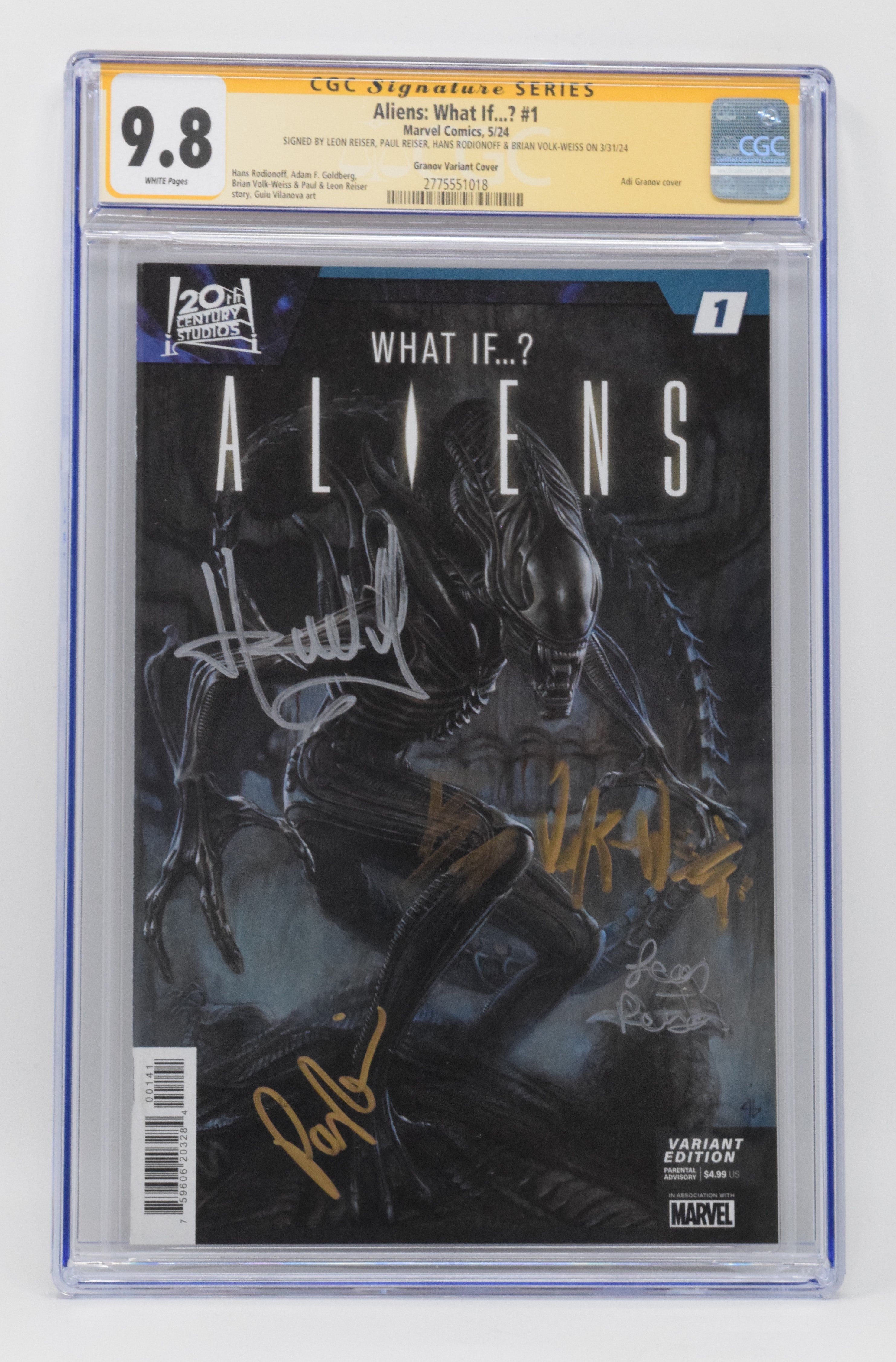 Aliens What If 1 Marvel 2024 CGC SS 9.8 Adi Granov Signed 4x Paul Reiser Leon