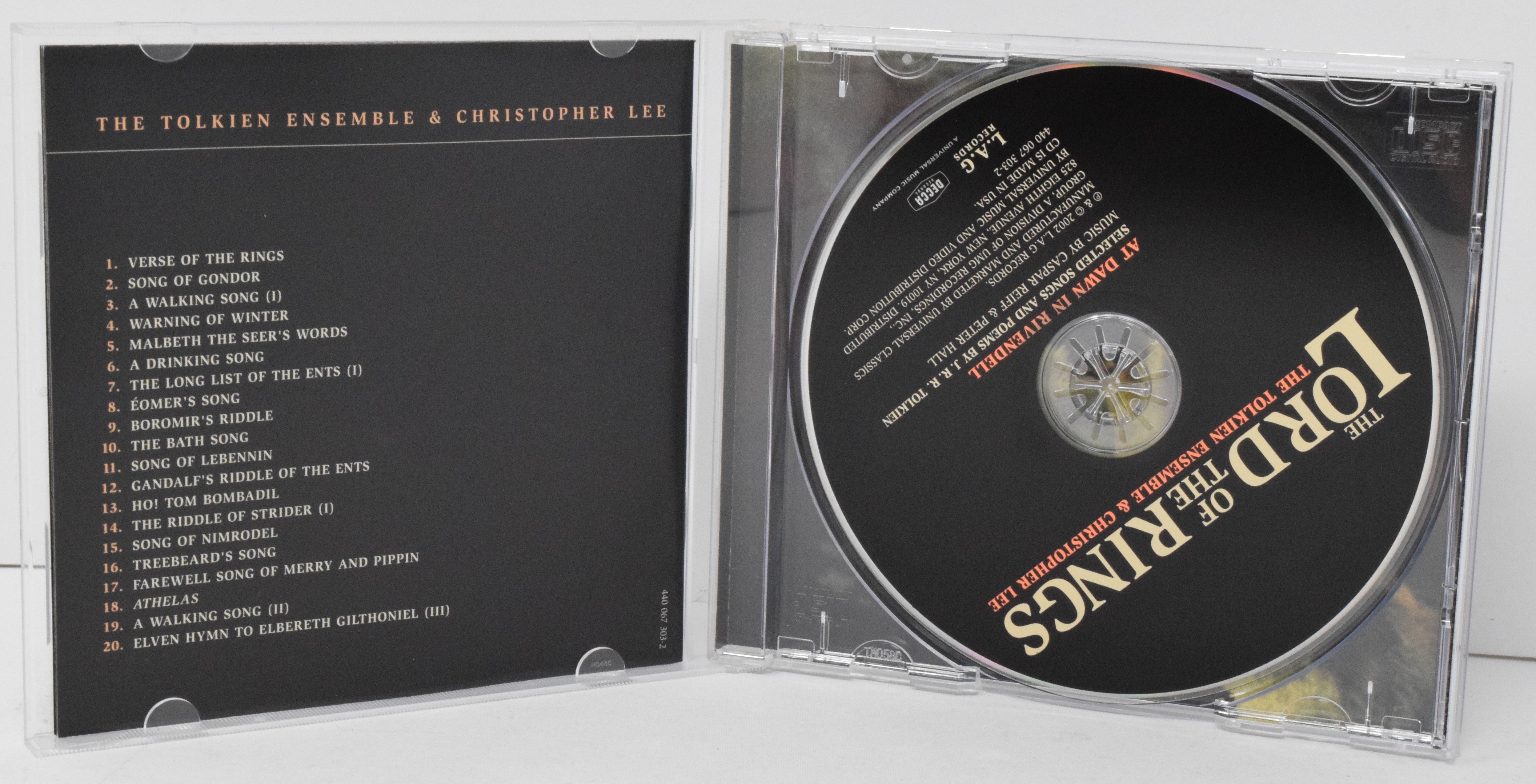 The Lord of The Rings Soundtrack CD The Tolkien Christopher Lee LAG