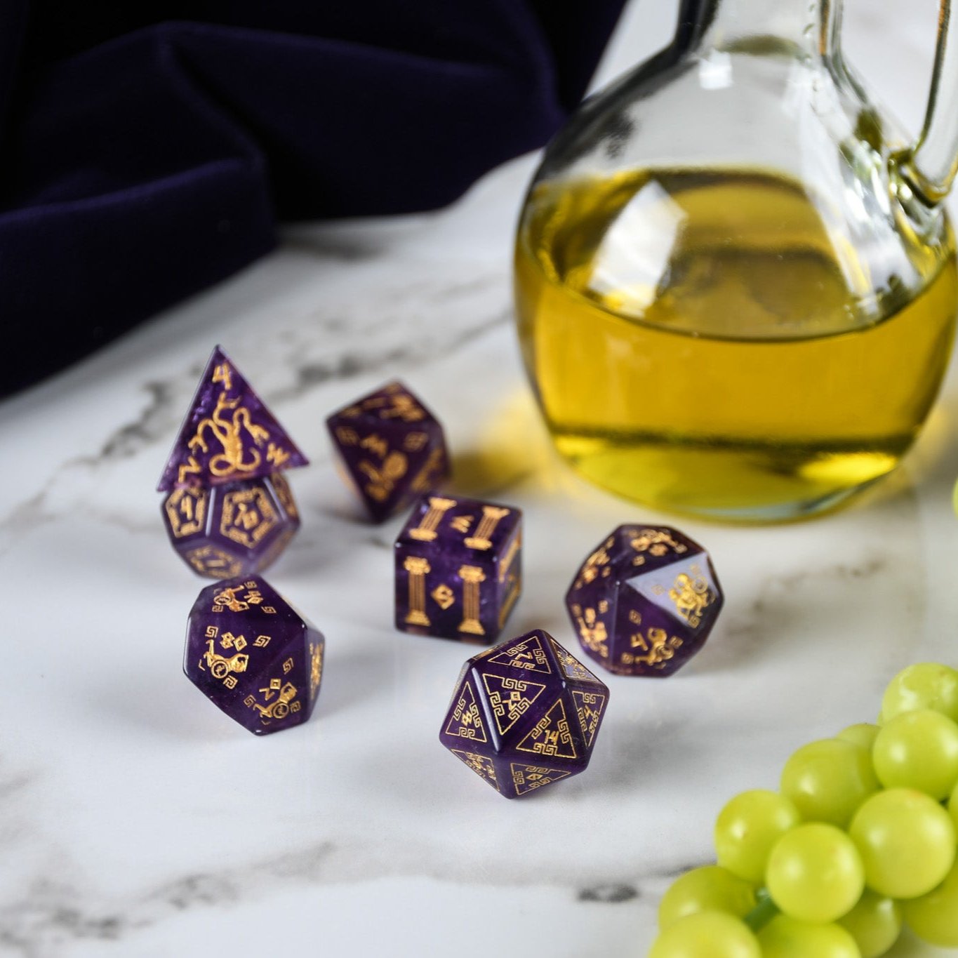 Greek Amethyst Stone Dice Set - Dice Around the World Collection