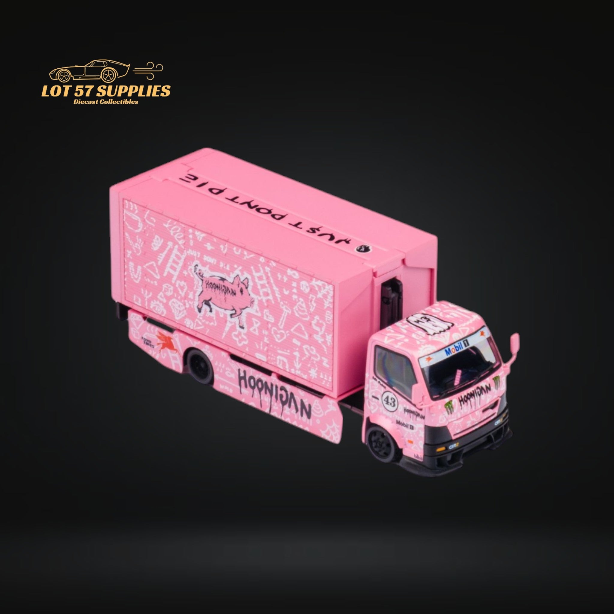 MicroTurbo HINO 300 Custom Box Truck in Pink #43 Livery 1:64 MT6404B5