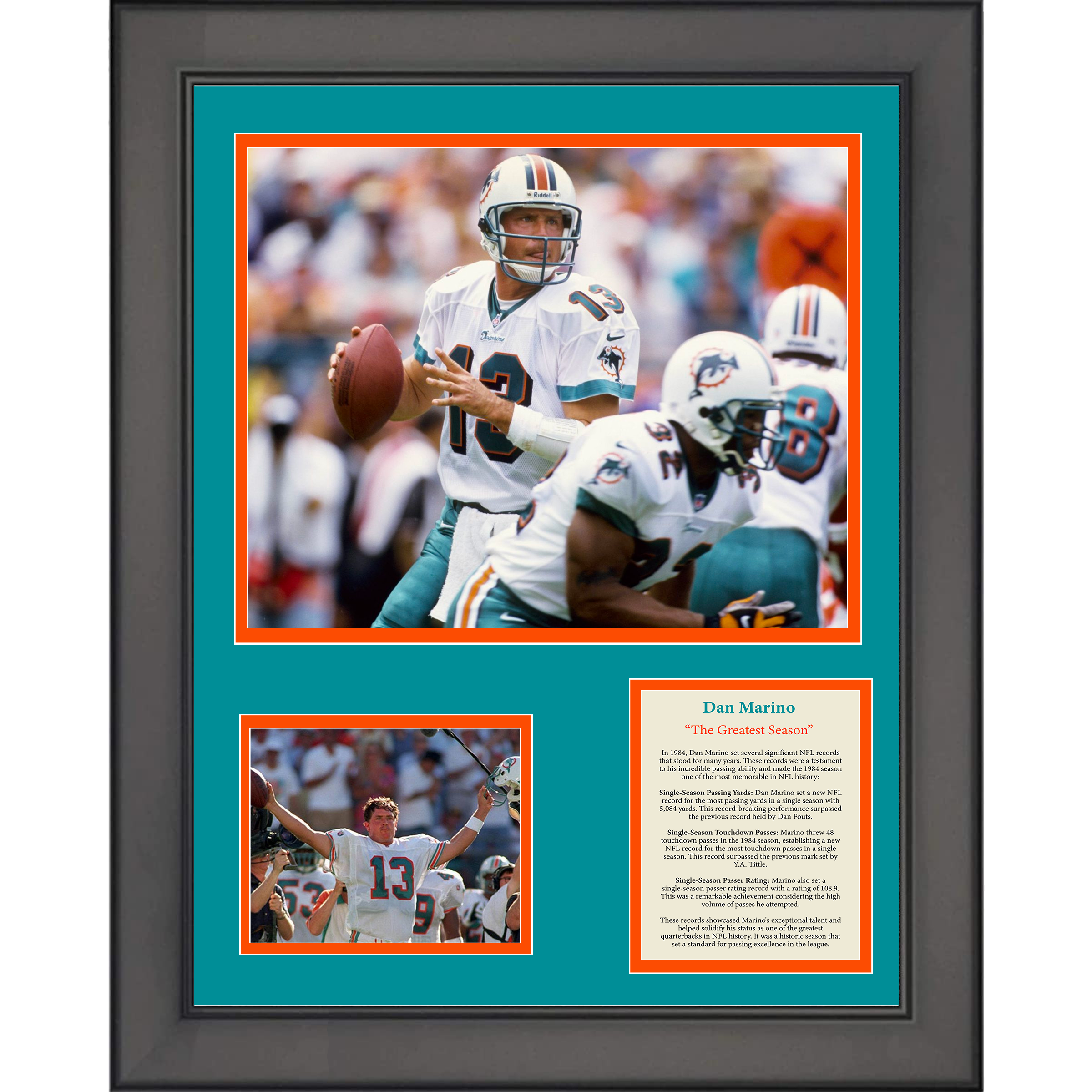 Framed Dan Marino The Greatest Season 1984 Miami Dolphins 11"x14" Three Photo Collage