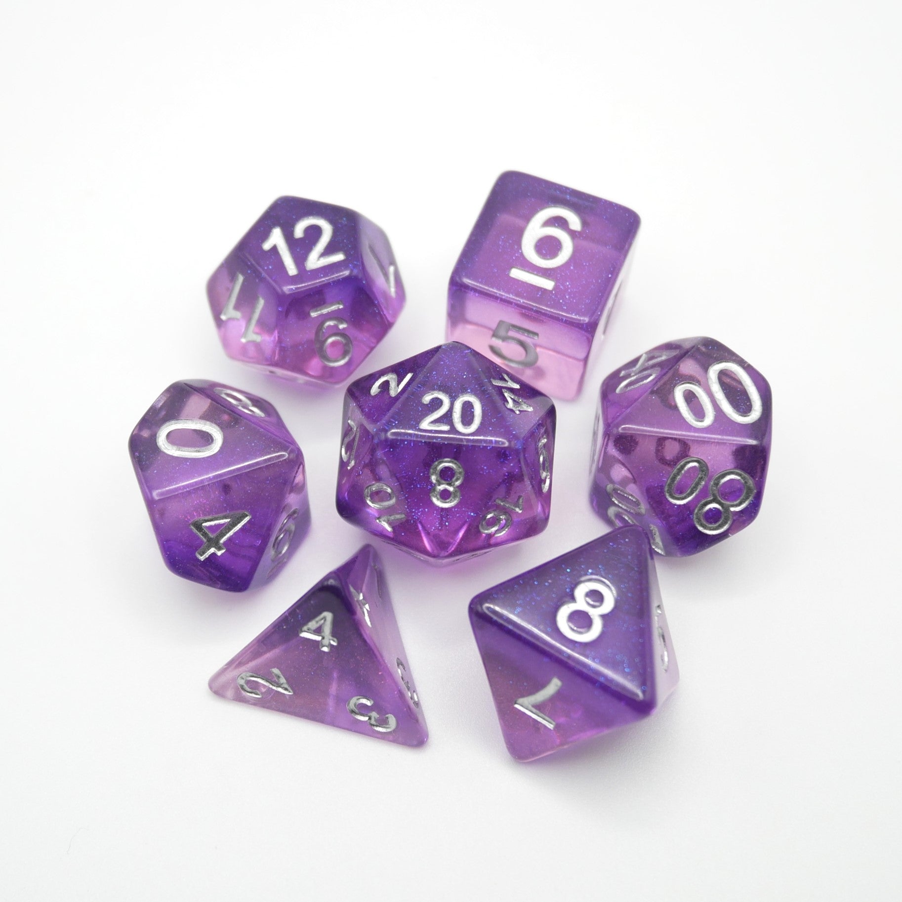 Dancing Lavender - 7 Piece DnD Dice Set | Acrylic RPG Gaming Dice