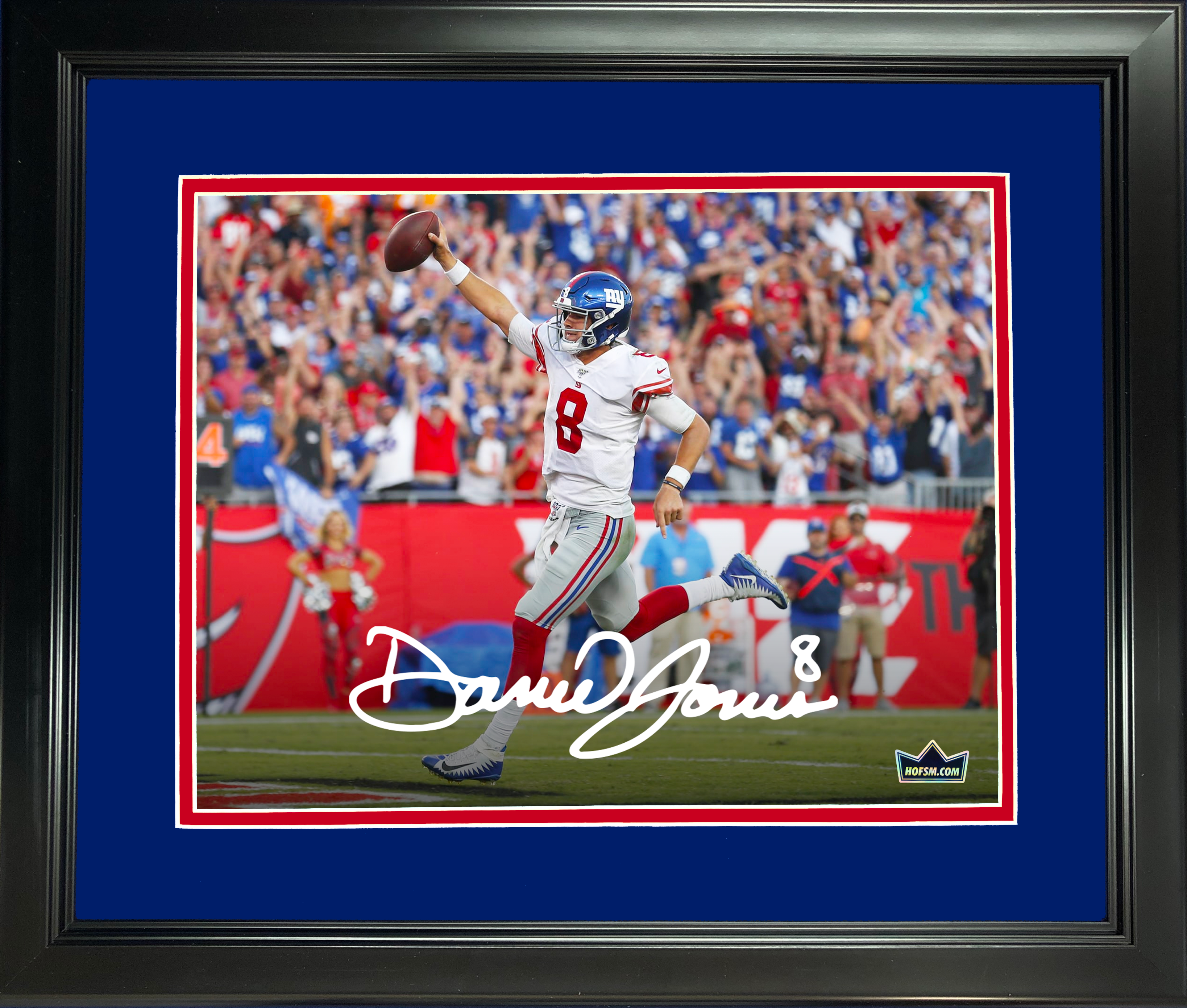 Framed Daniel Jones New York Giants Facsimile Laser Engraved Signature Auto 11"x14" Football Photo HOFSM Holo