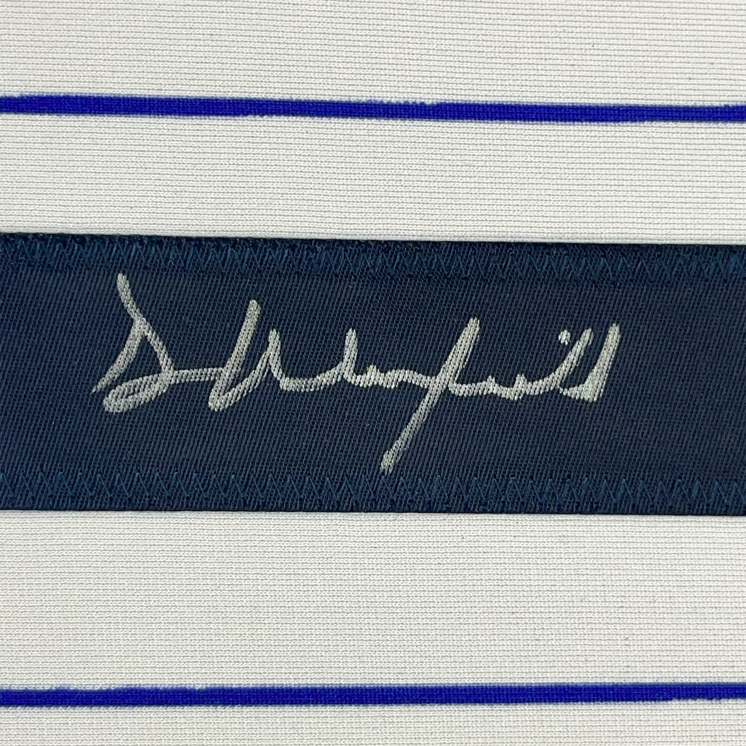 Framed Autographed/Signed Dave Winfield 35x39 New York Pinstripe Baseball Jersey JSA COA
