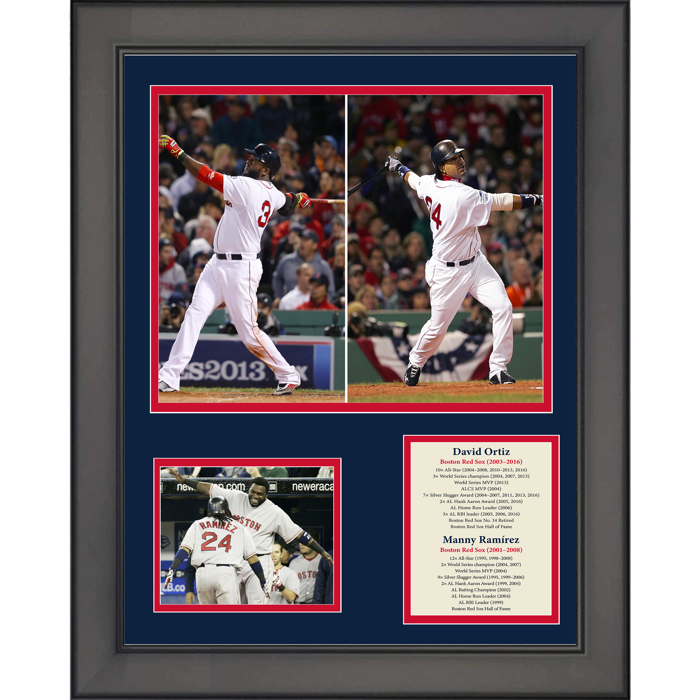 Framed David Ortiz & Manny Ramirez Boston Red Sox 11"x14" Baseball Three Photo Collage