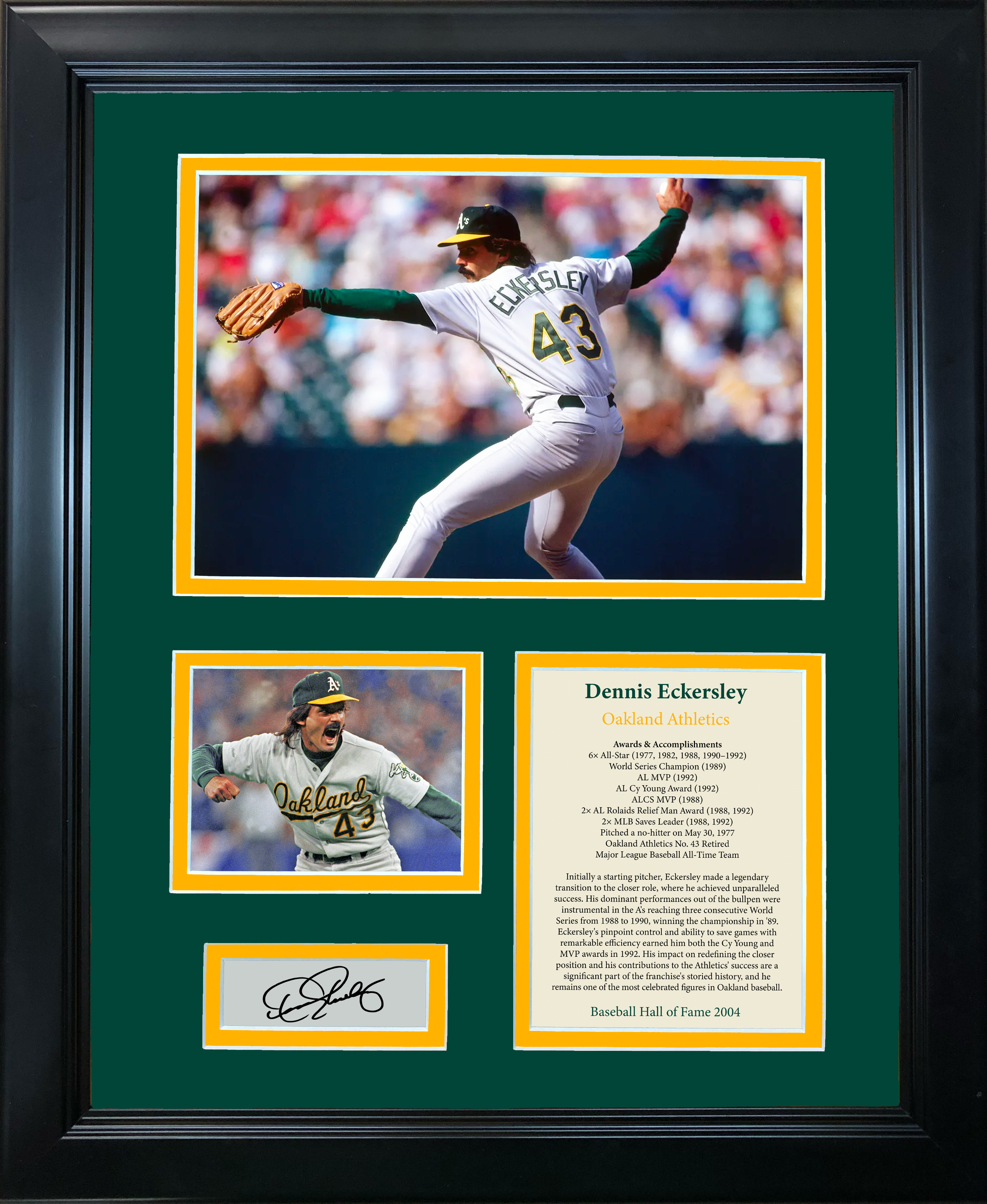 Framed Dennis Eckersley Hall of Fame Facsimile Laser Engraved Signature Auto Oakland Athletics A's Baseball 11"x14" Photo Sig Collage