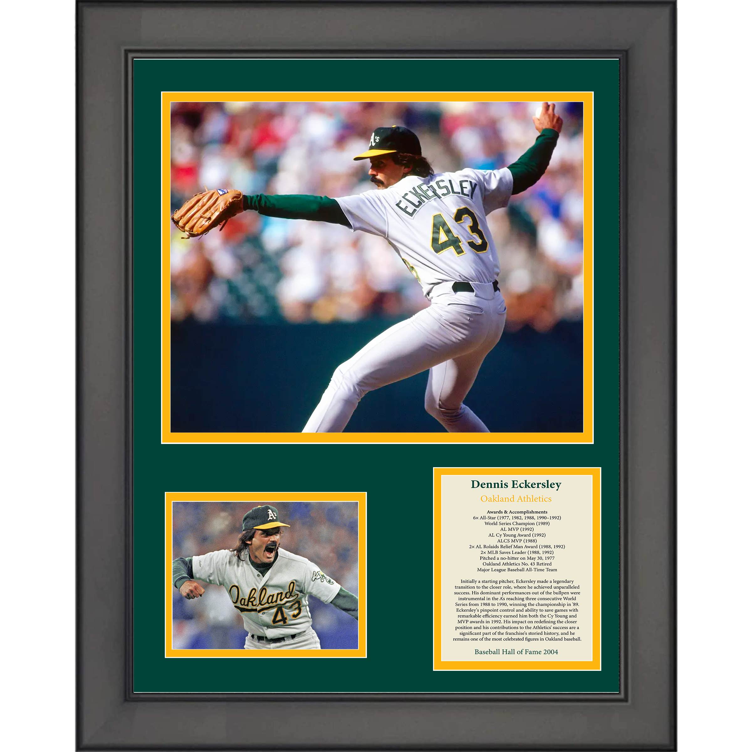 Framed Dennis Eckersley Hall of Fame Oakland Athletics A's Baseball 11"x14" Three Photo Collage