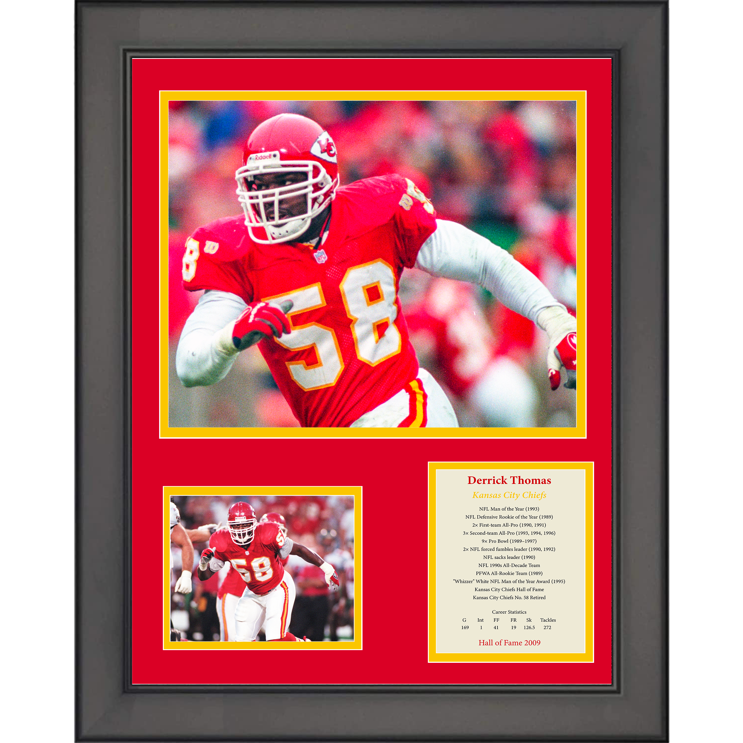 Framed Derrick Thomas Hall of Fame Kansas City Chiefs Football 11"x14" Three Photo Collage