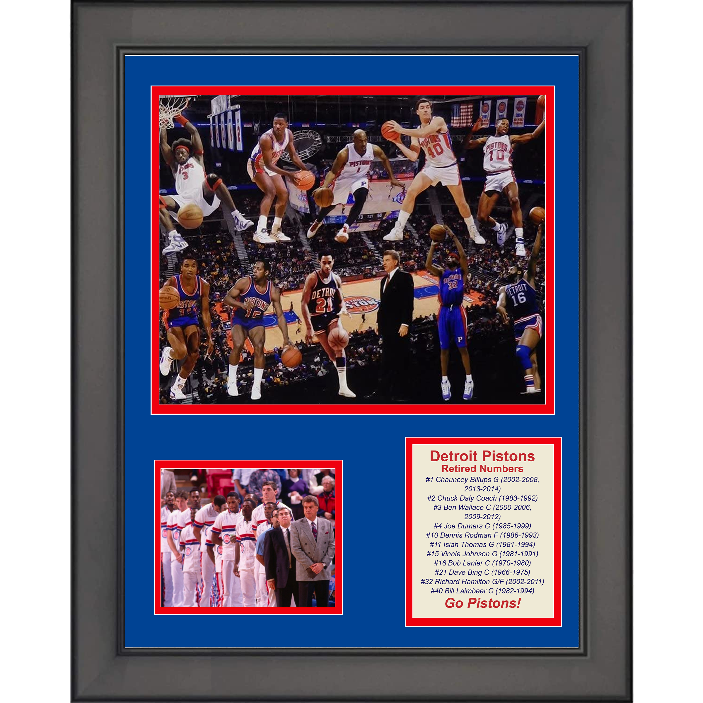 Framed Detroit Pistons Bad Boys Back-to-Back Champions Basketball 11"x14" Three Photo Collage