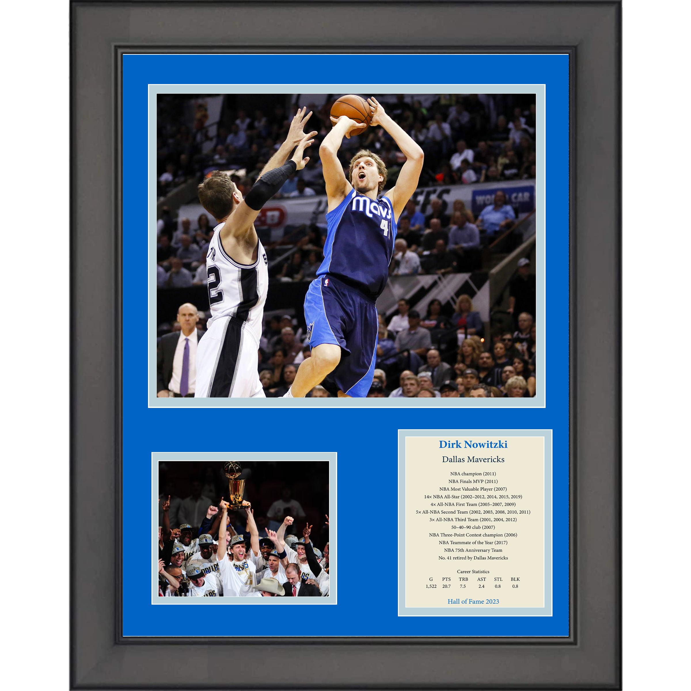 Framed Dirk Nowitzki Hall of Fame Dallas Mavericks Basketball 11"x14" Three Photo Collage