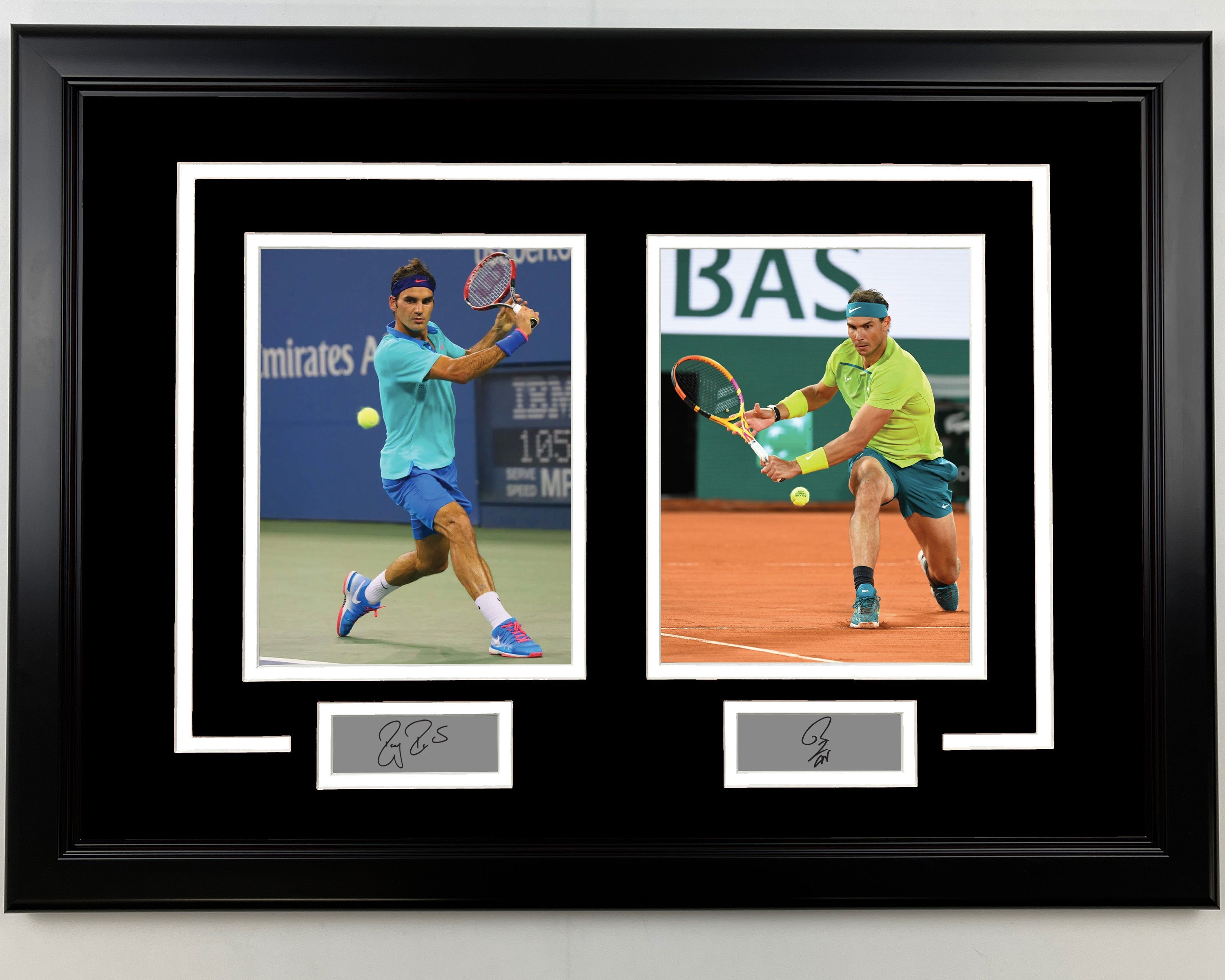 Framed Roger Federer & Rafael Nadal Facsimile Laser Engraved Signatures 17x23 Dual Tennis Photo