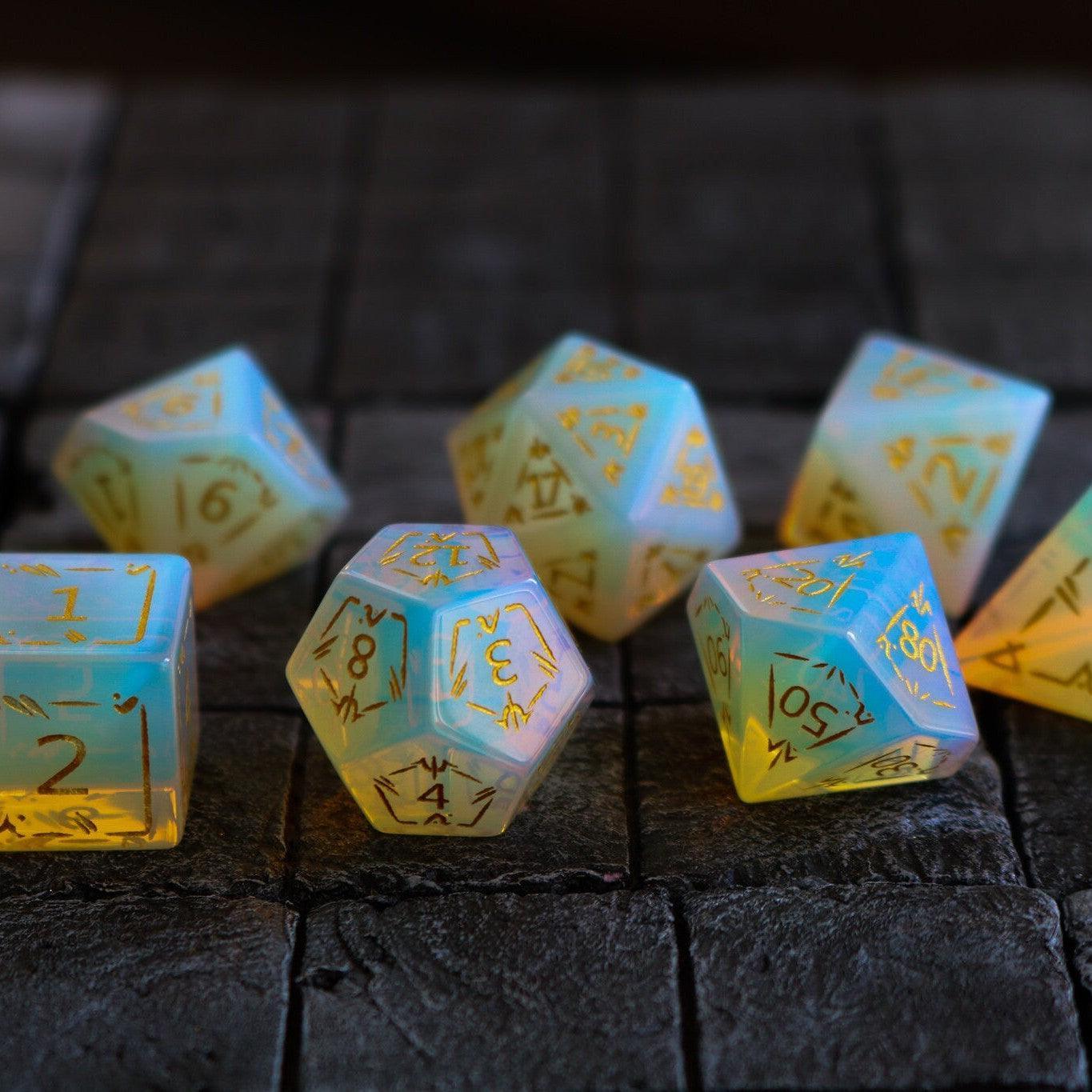 Dragon Shield Opalite Gemstone DND Dice Set