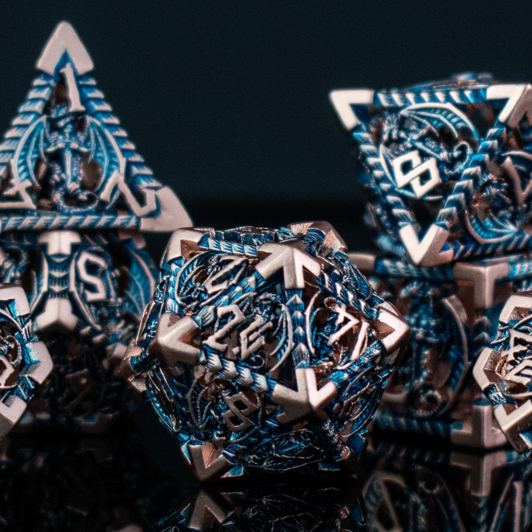 Dragonguard Hollow Metal Dice Set - Cobalt and Bronze