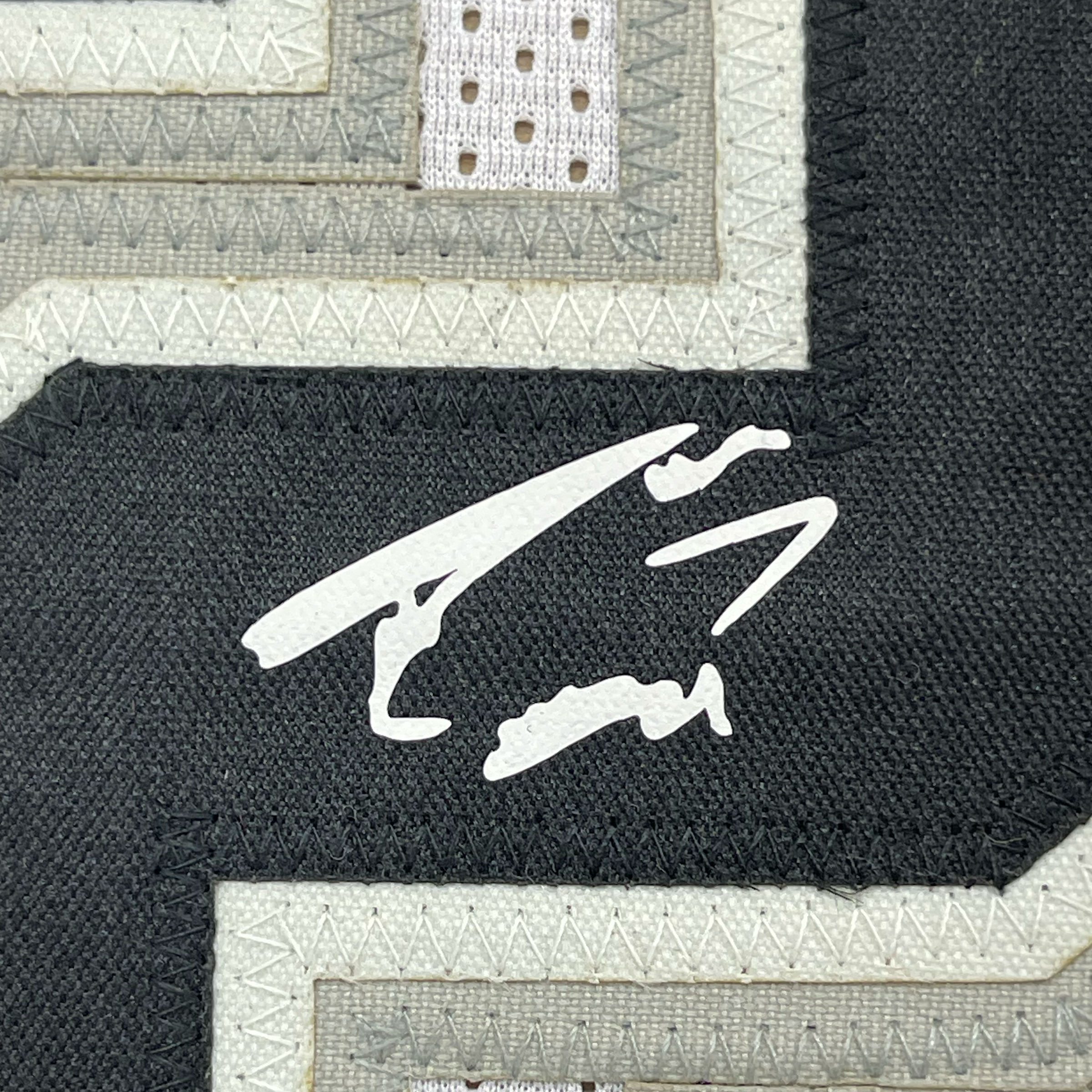 Framed Facsimile Autographed Tim Duncan 35x39 San Antonio White Reprint Laser Auto Basketball Jersey