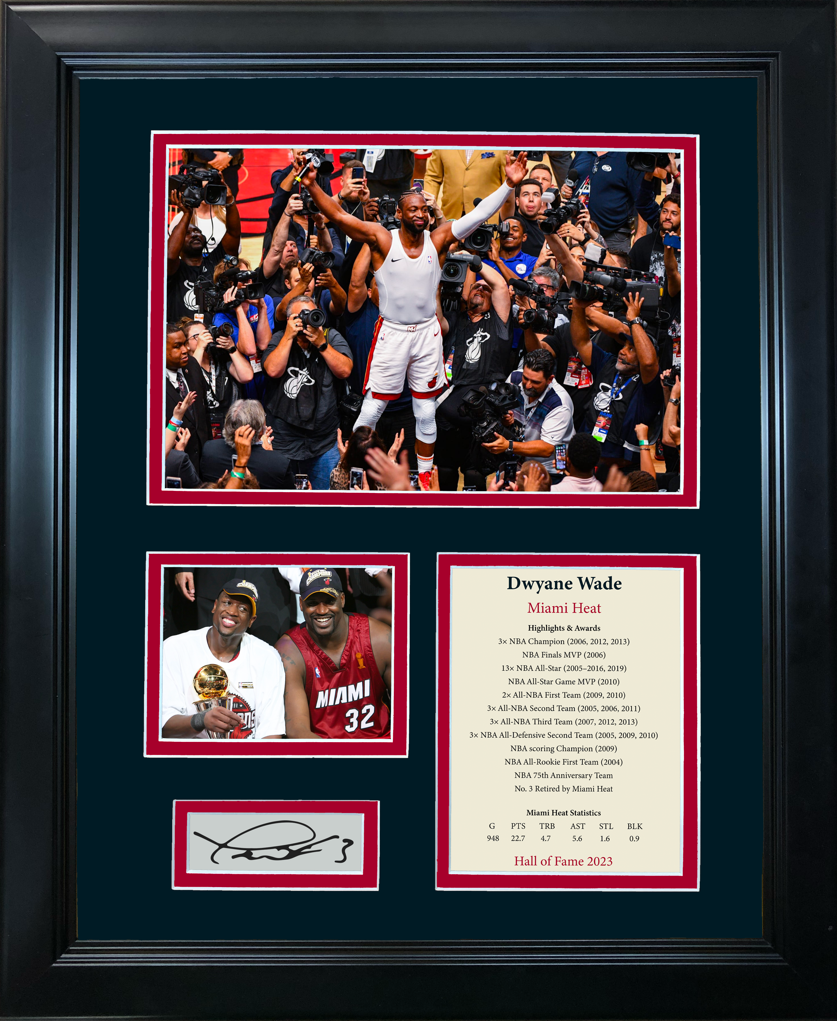 Framed Dwyane Wade Hall of Fame Facsimile Laser Engraved Signature Auto Miami Heat 11"x14" Basketball Photo Sig Collage