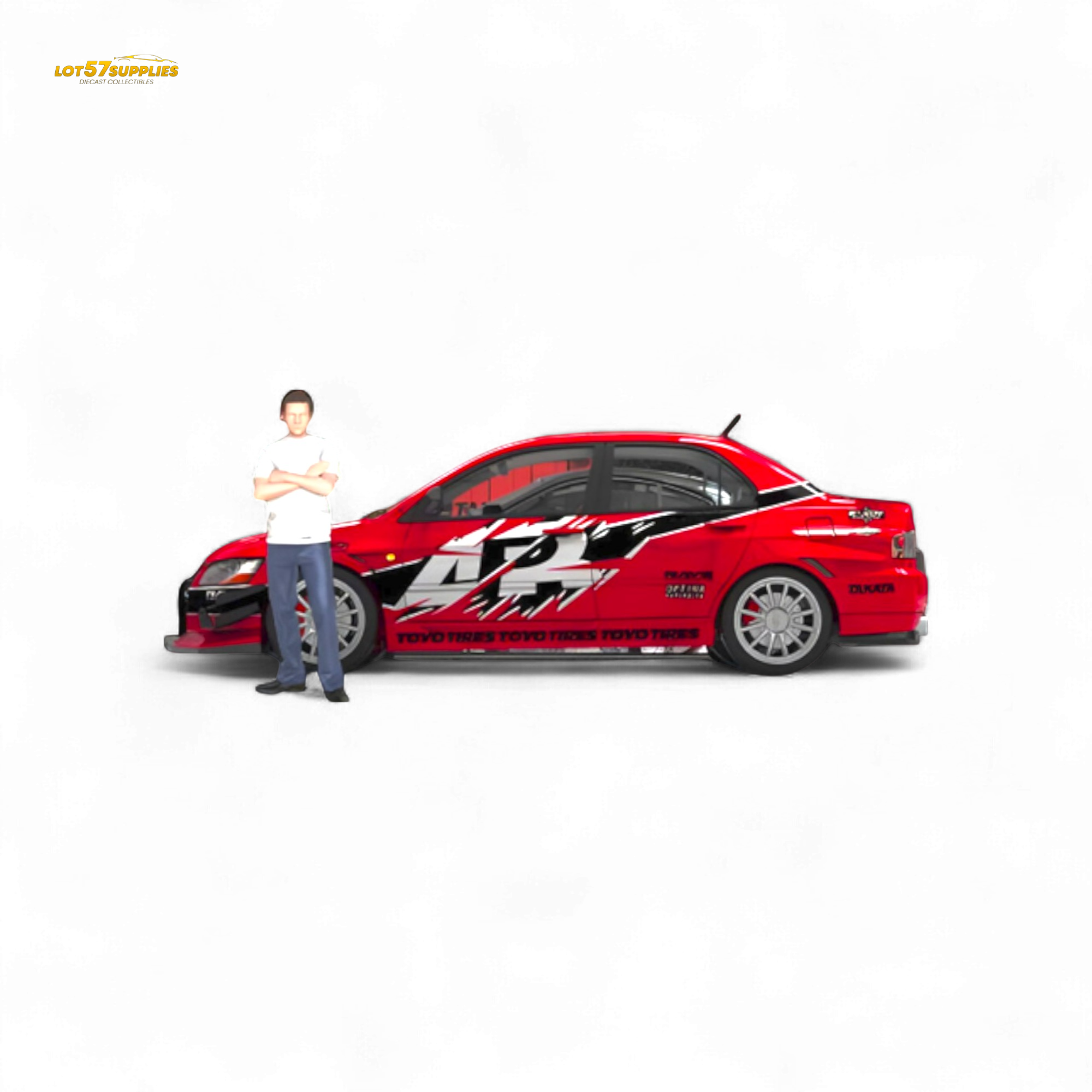 TimeMicro Mitsubishi Lancer EVO 9th Gen - Openable Hood & Figure - With Container 1:64