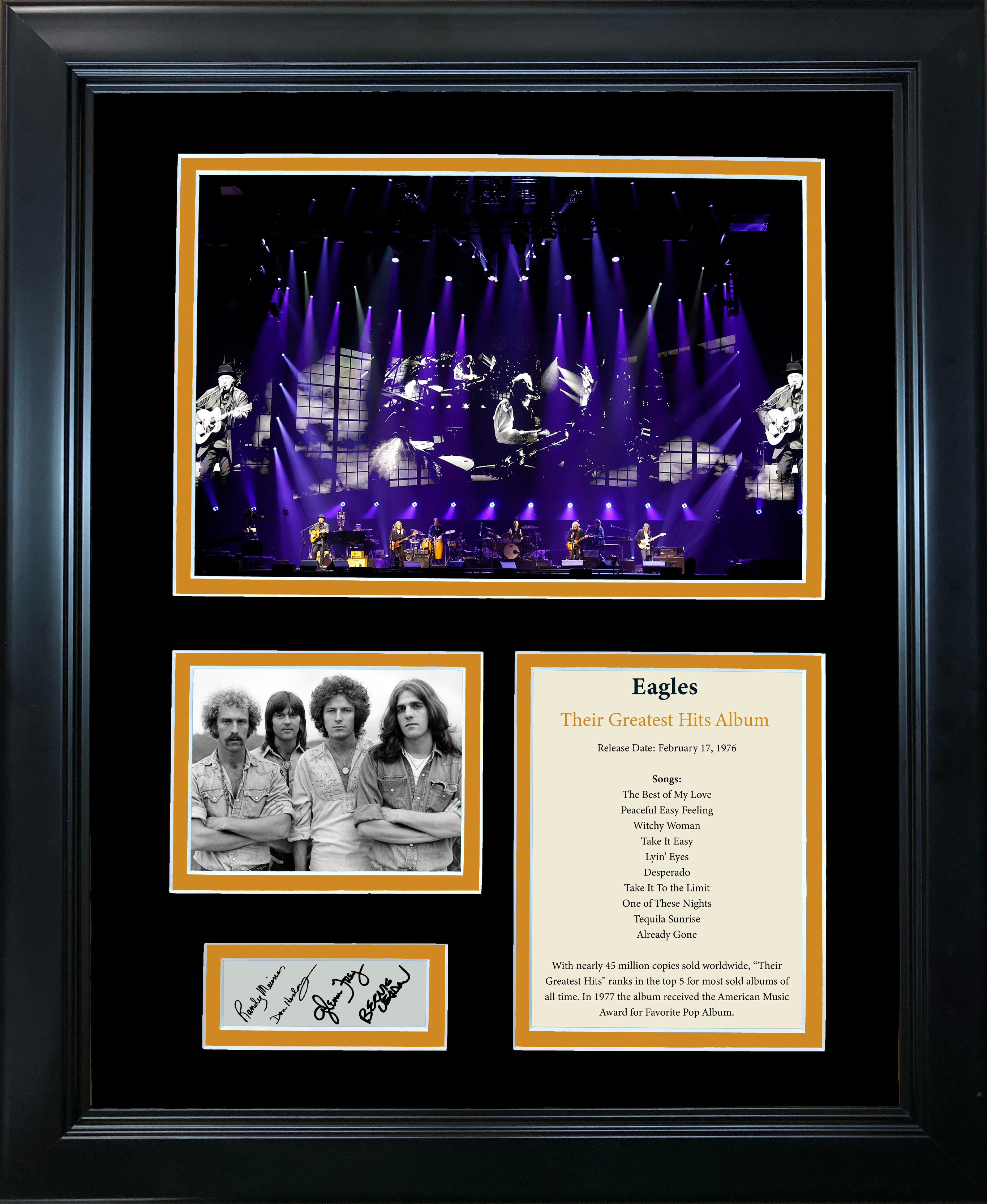 Framed Eagles: Their Greatest Hits Album Facsimile Laser Engraved Signature Auto 11"x14" Music Photo Sig Collage