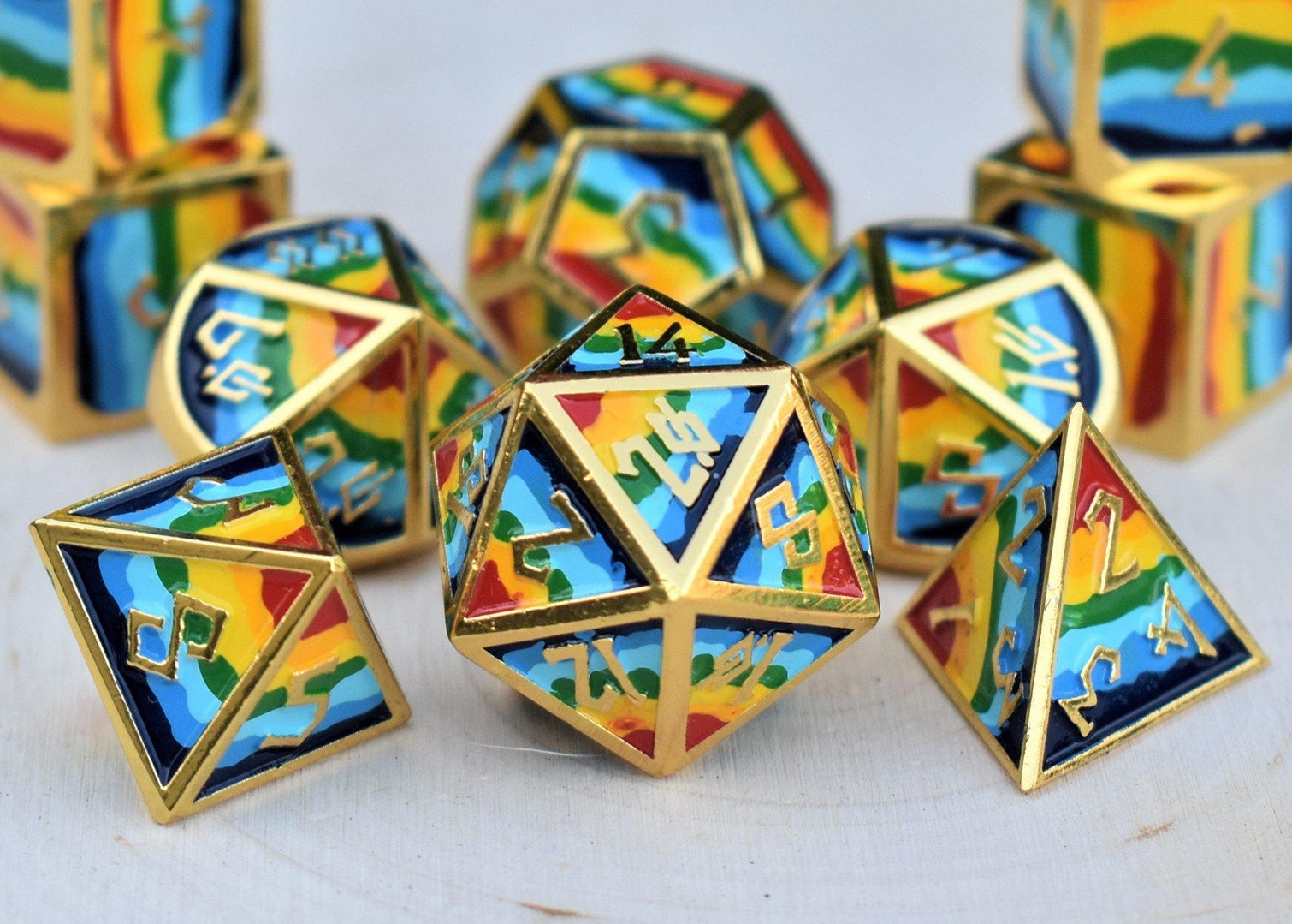 Elder Runes Pride And Gold Metal Dice Set