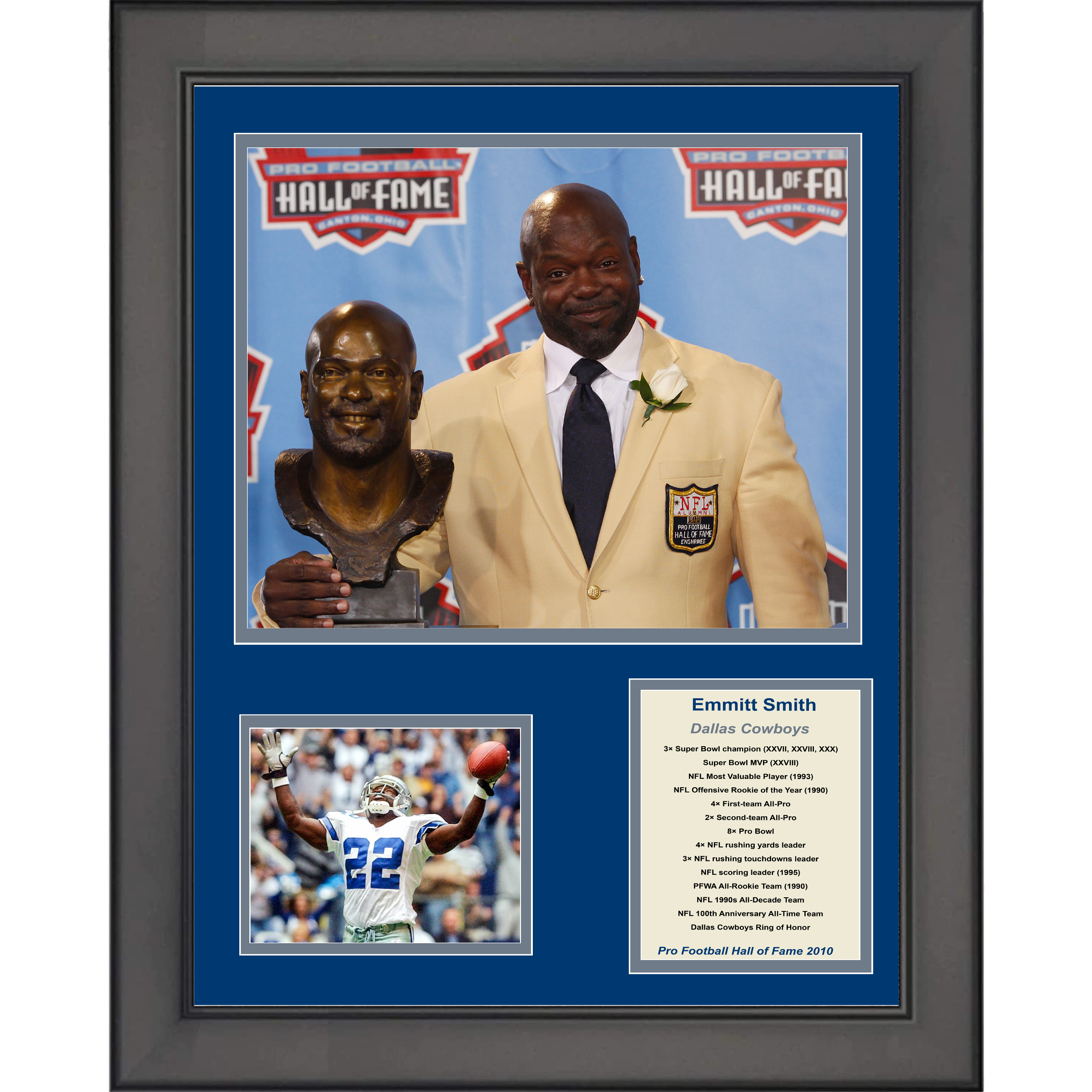 Framed Emmitt Smith Hall of Fame Dallas Cowboys Football 11"x14" Three Photo Collage