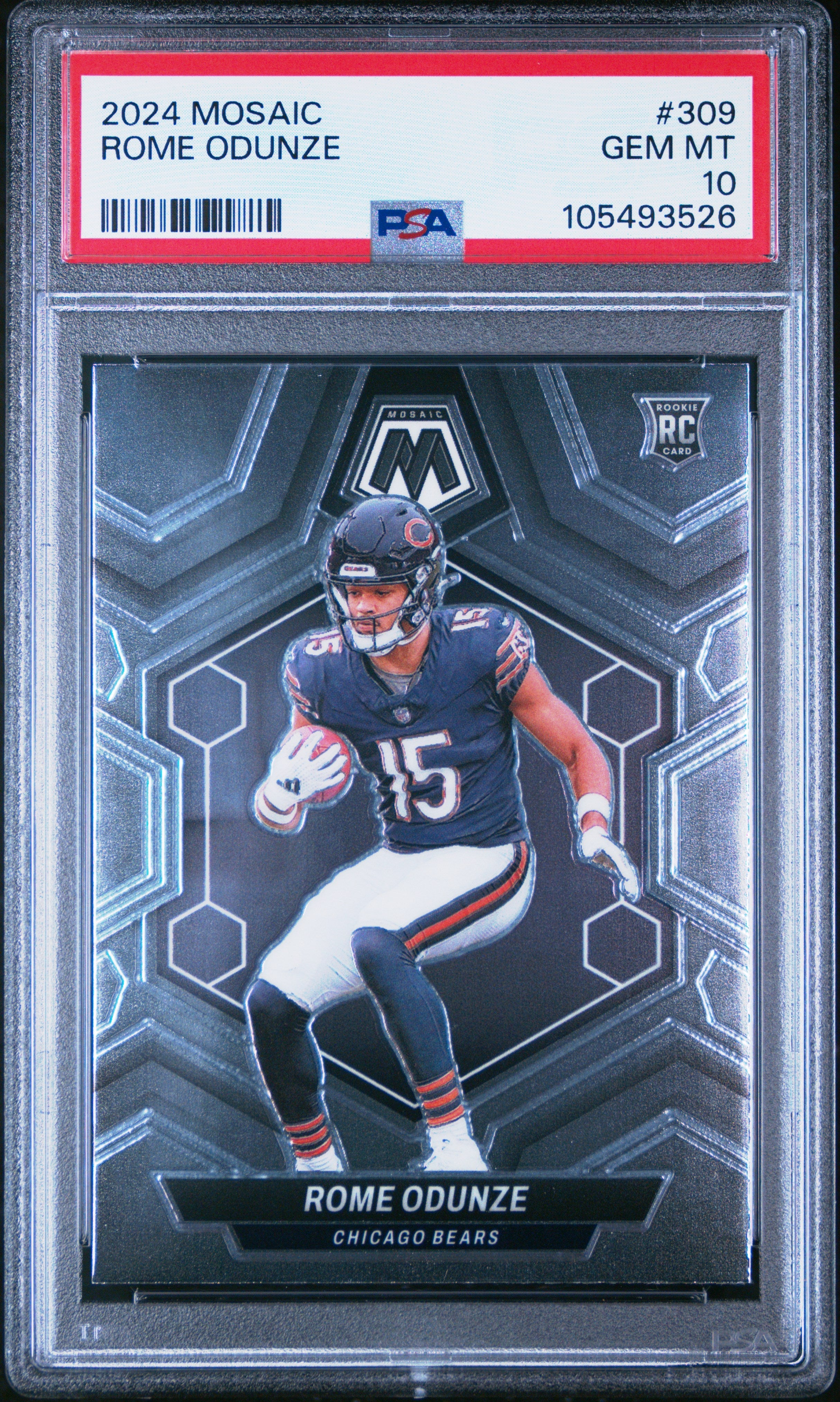 Graded 2024 Panini Mosaic Rome Odunze #309 Rookie RC Football Card PSA