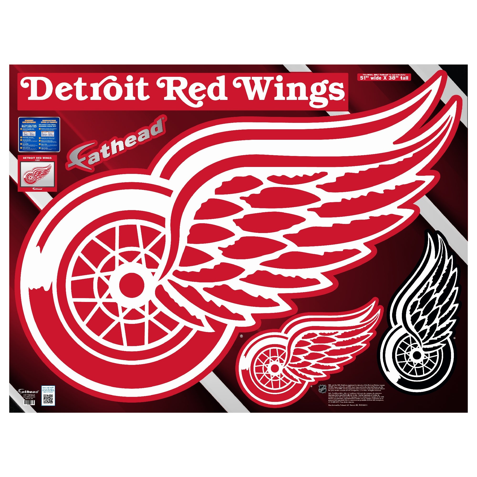Detroit Red Wings - RealBig Logo Collection - Official NHL - Reusable Vinyl Wall Decals
