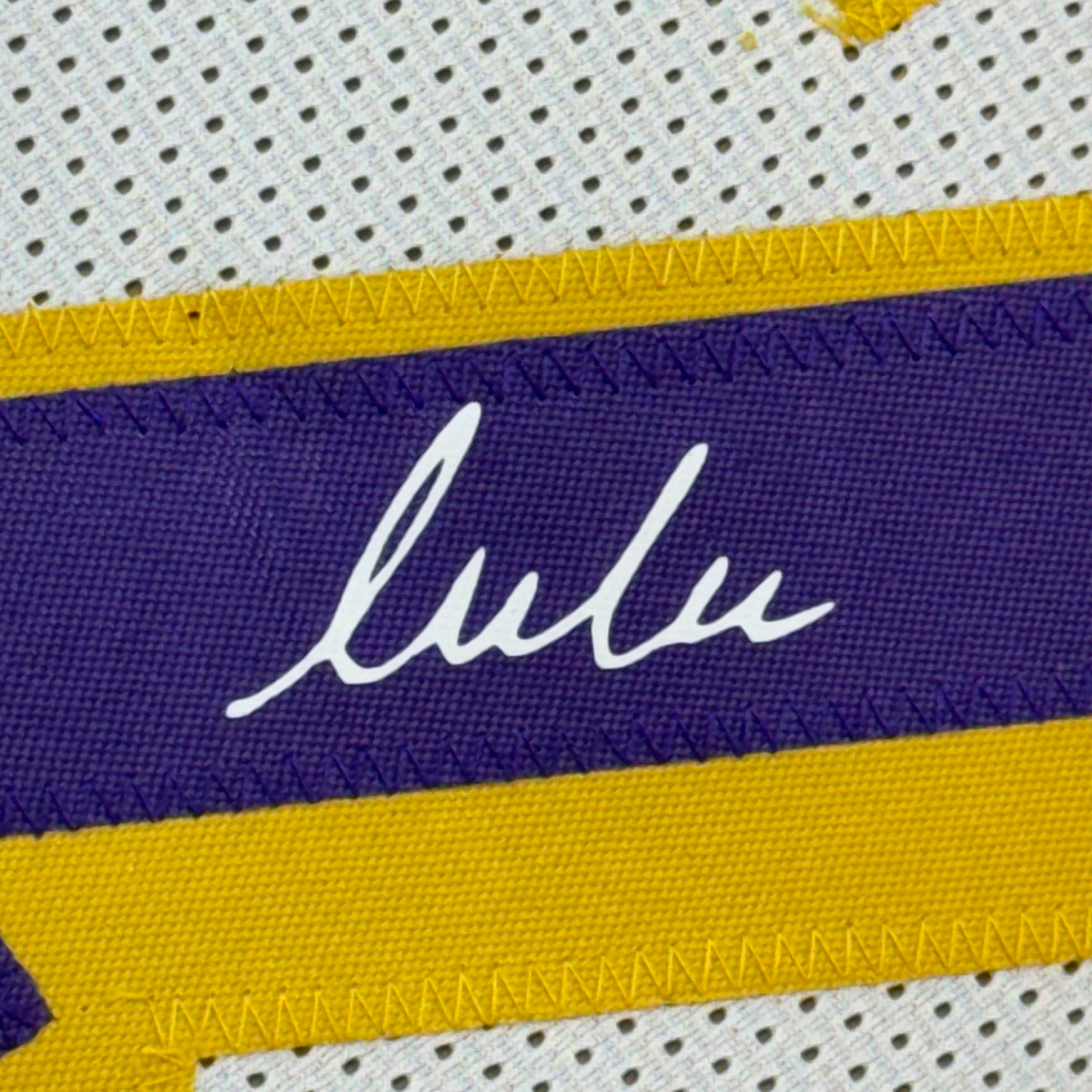 Framed Facsimile Autographed Luka Doncic 35x39 Los Angeles LA White Reprint Laser Auto Basketball Jersey
